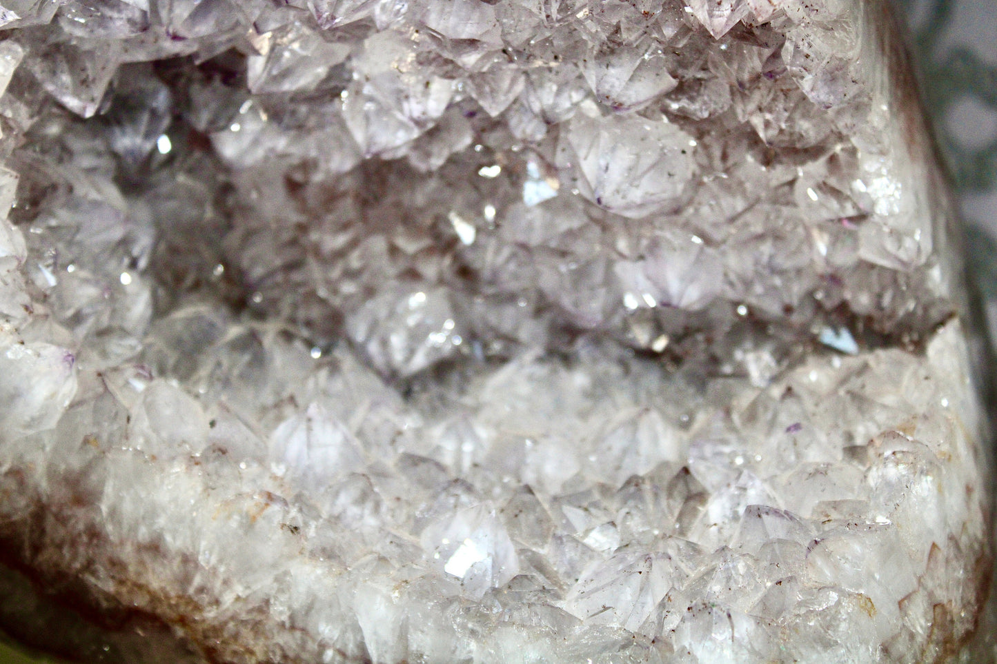 Rainbow filled, Amethyst agate freeform on stand