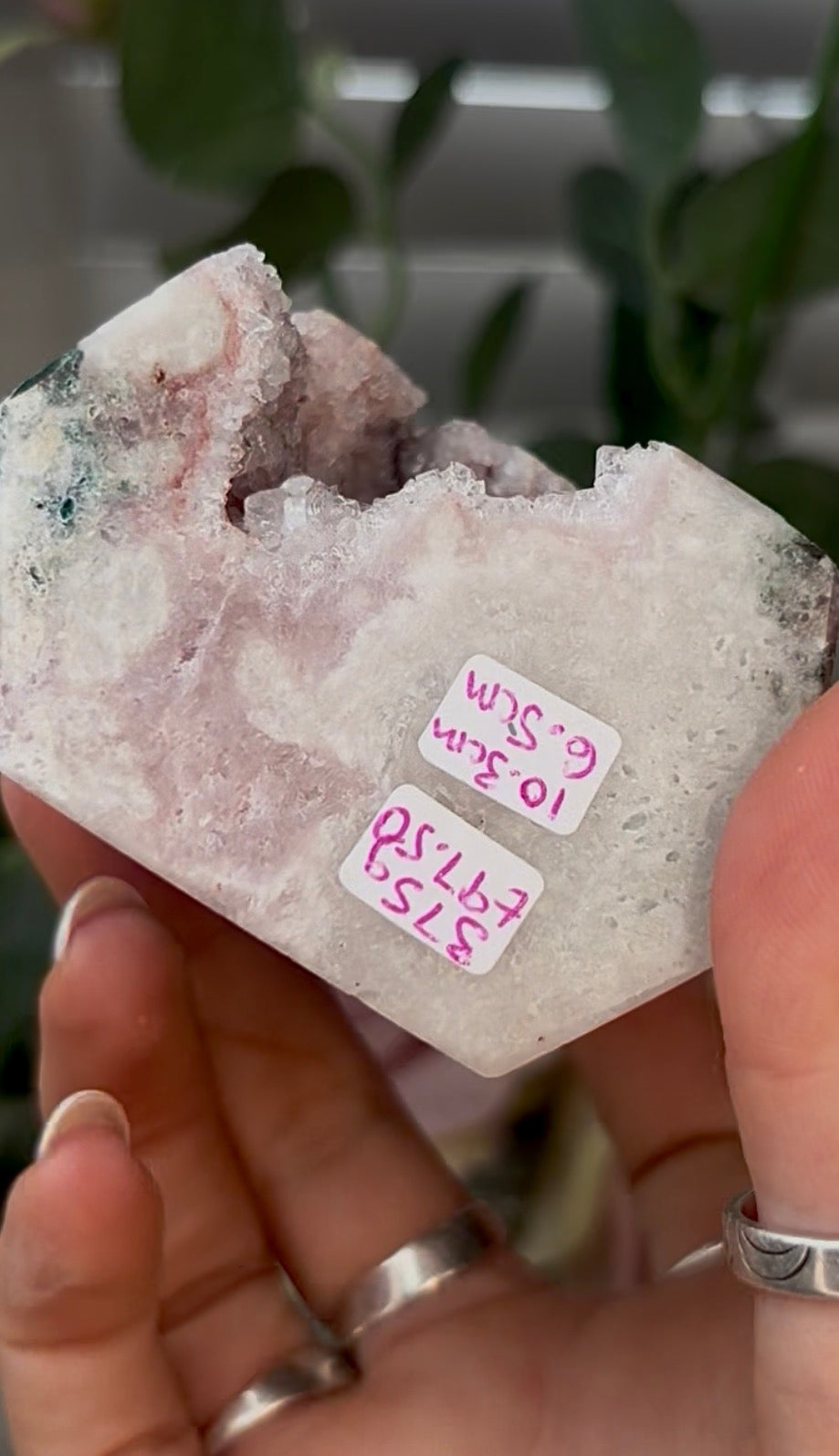 Beautiful, high quality, Pink amethyst tower with Jasper 10.2cm(h) by 6.5cm(w)