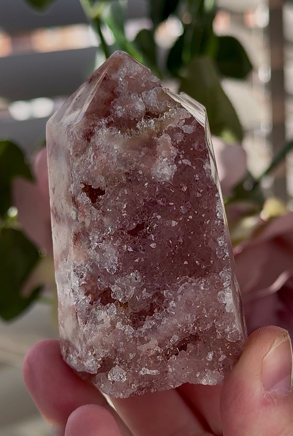 Druzy Pink amethyst tower