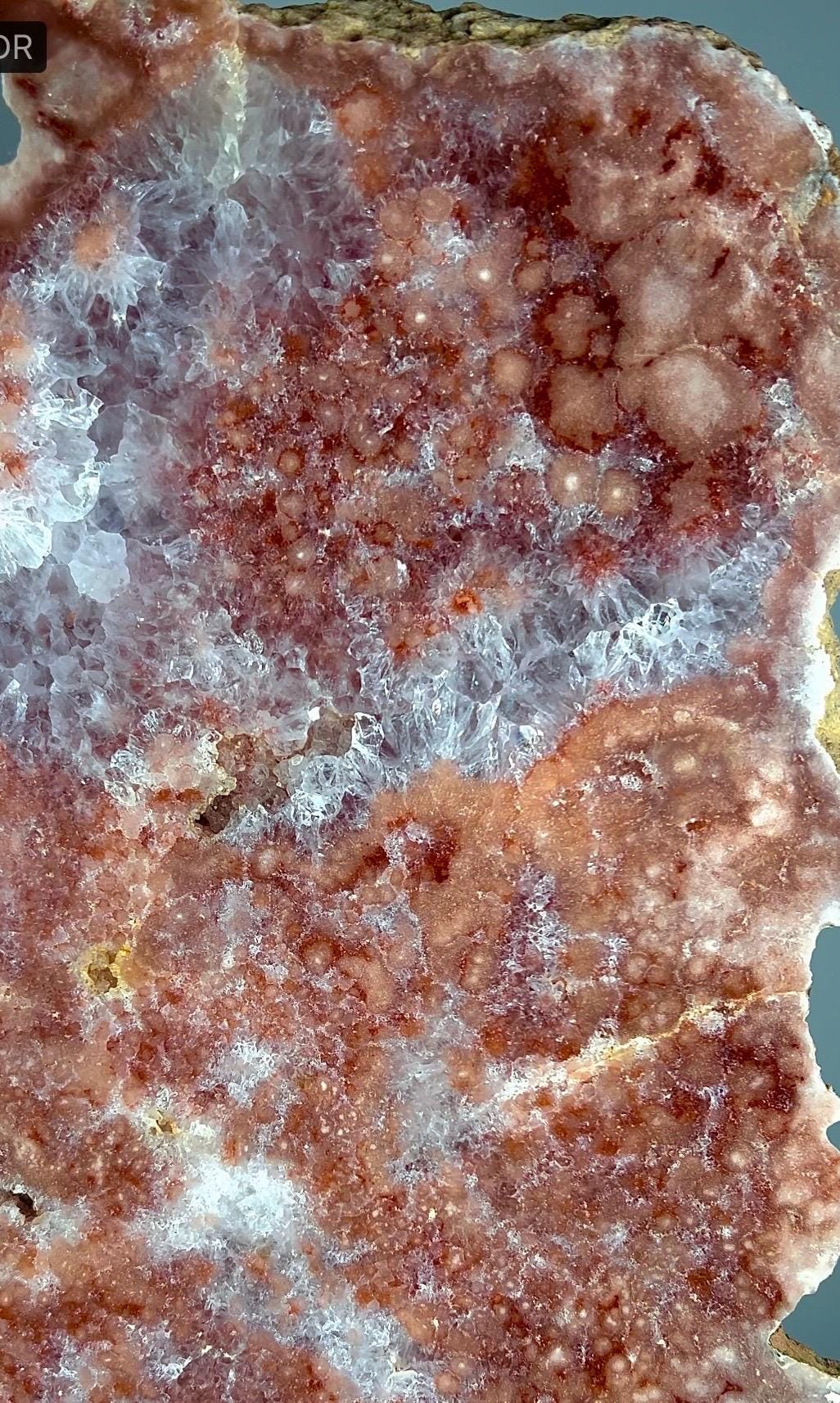 High grade, pink amethyst slab with purple quartz and lots of flowers