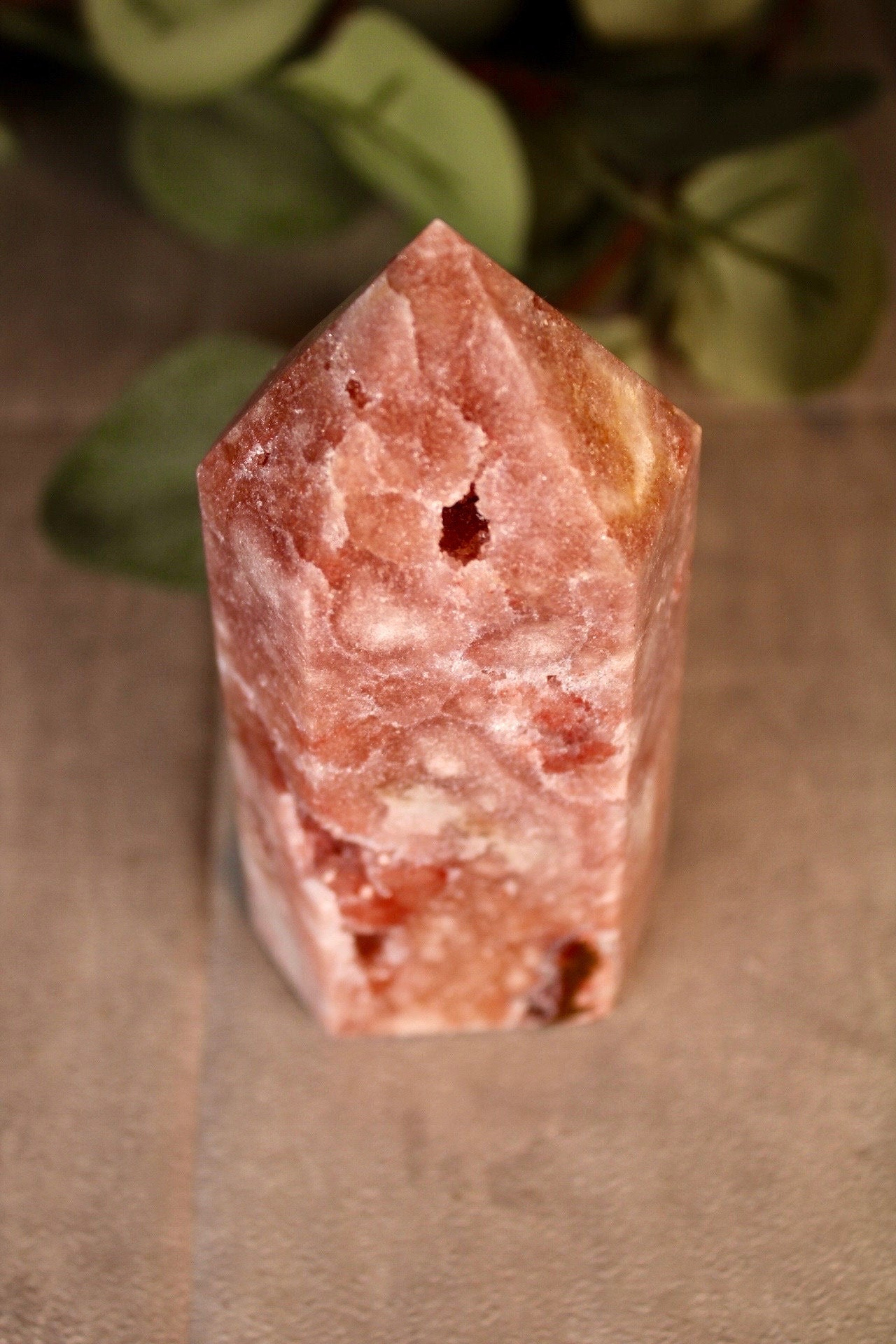 High quality Pink amethyst tower with quartz druzy formations 375g 11.5cm high
