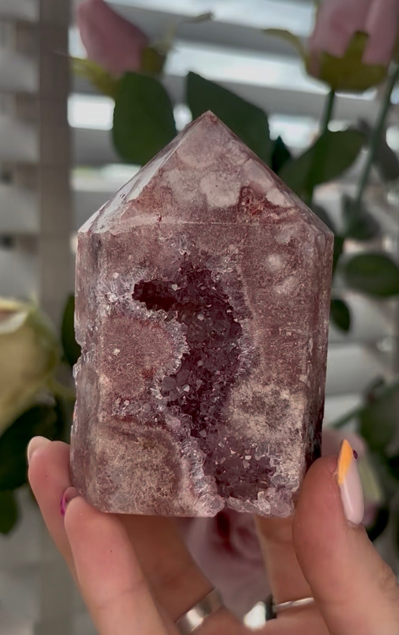 Pretty, Pink amethyst tower
