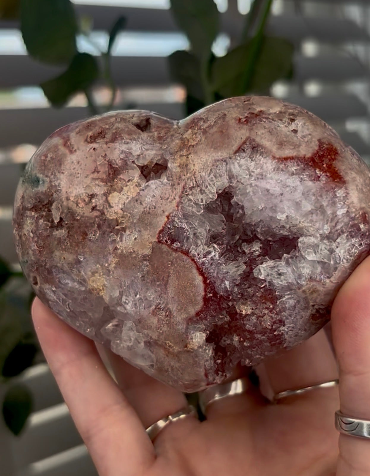 Beautiful druzy pink amethyst heart - comes with stand (10cm)