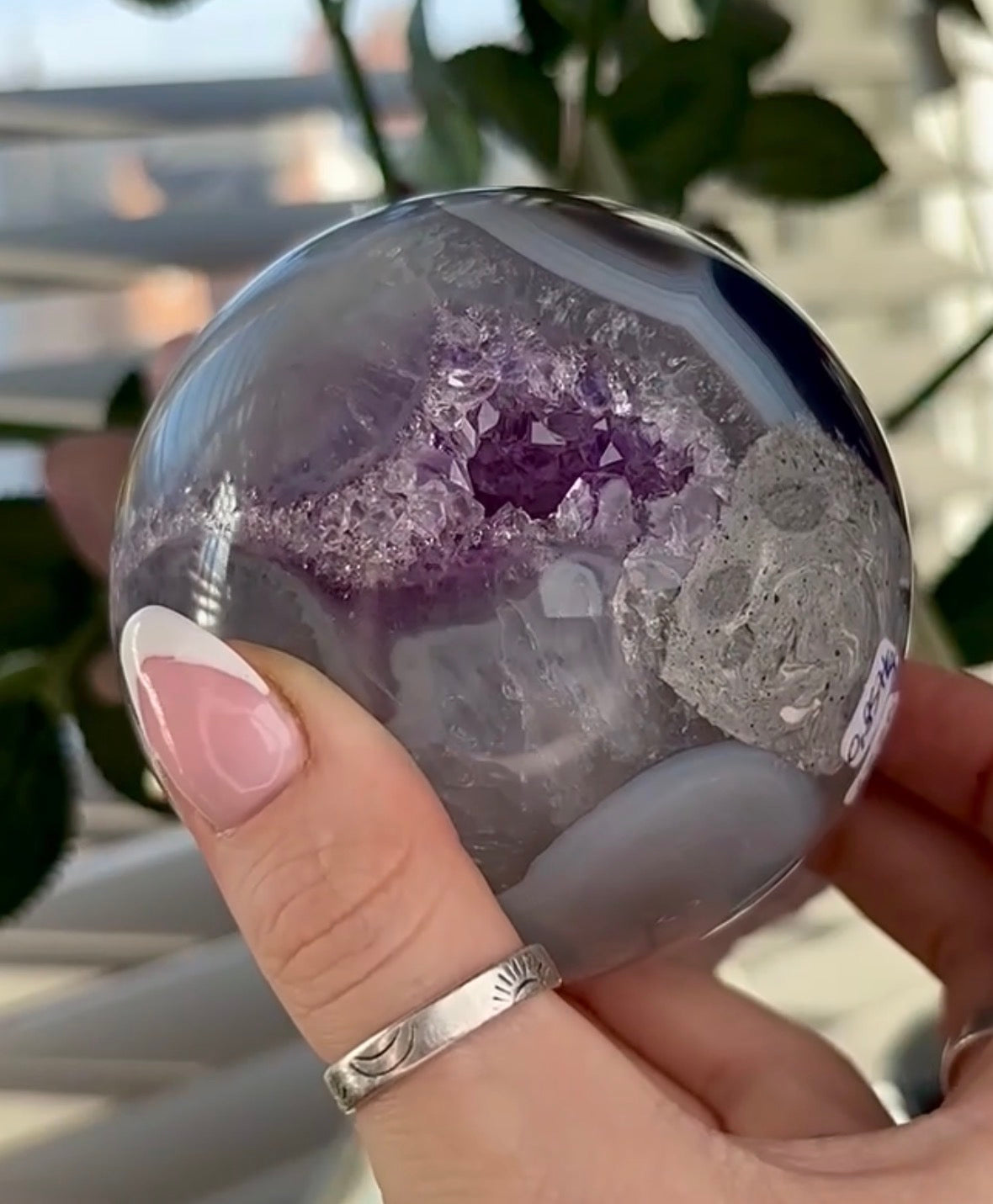 Gorgeous, high grade, amethyst agate sphere