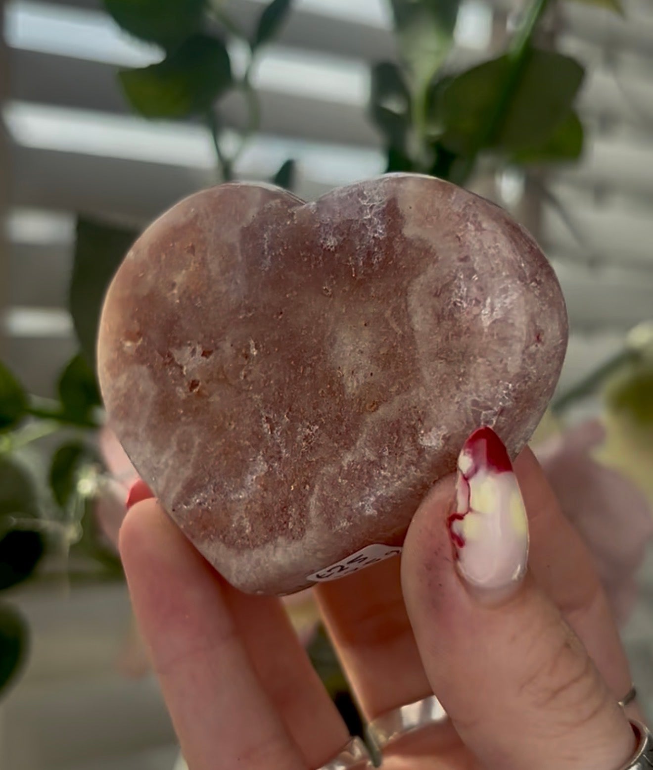 Mini pink amethyst heart - comes with stand