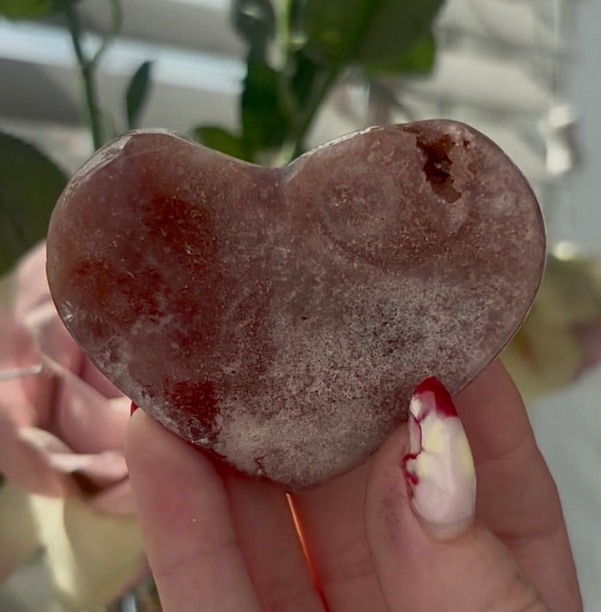Mini pink amethyst heart - comes with stand