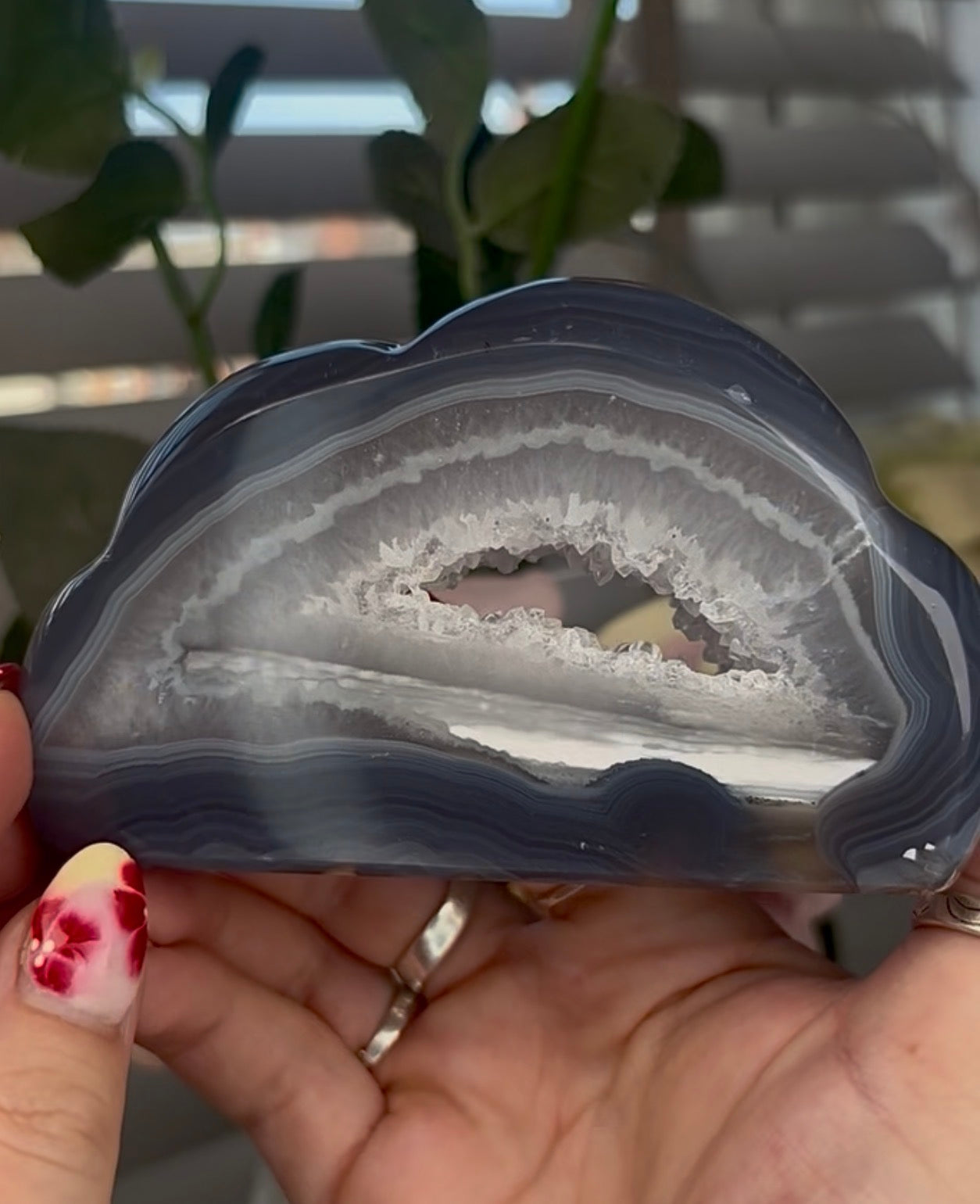 Beautiful, blue banded agate, cloud with druzy
