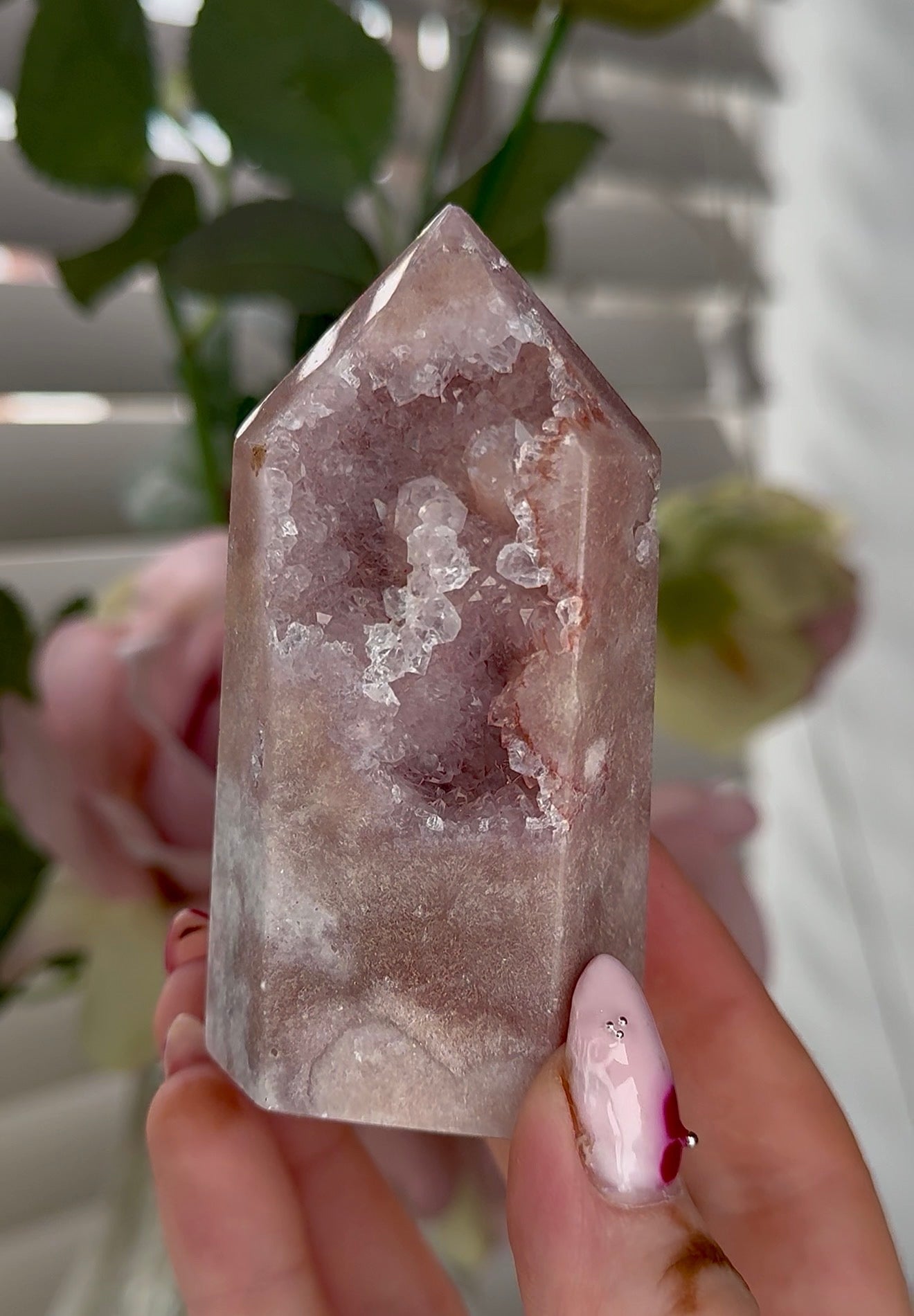 Pink amethyst tower 9cm(h ) 4cm(w)