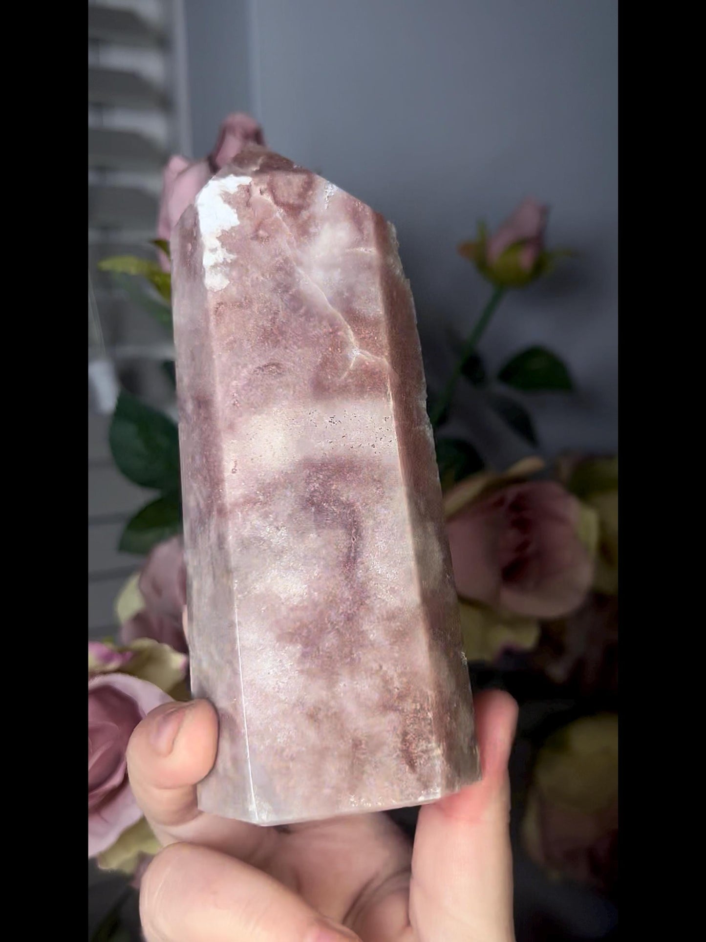 High grade, druzy pink amethyst tower 650g