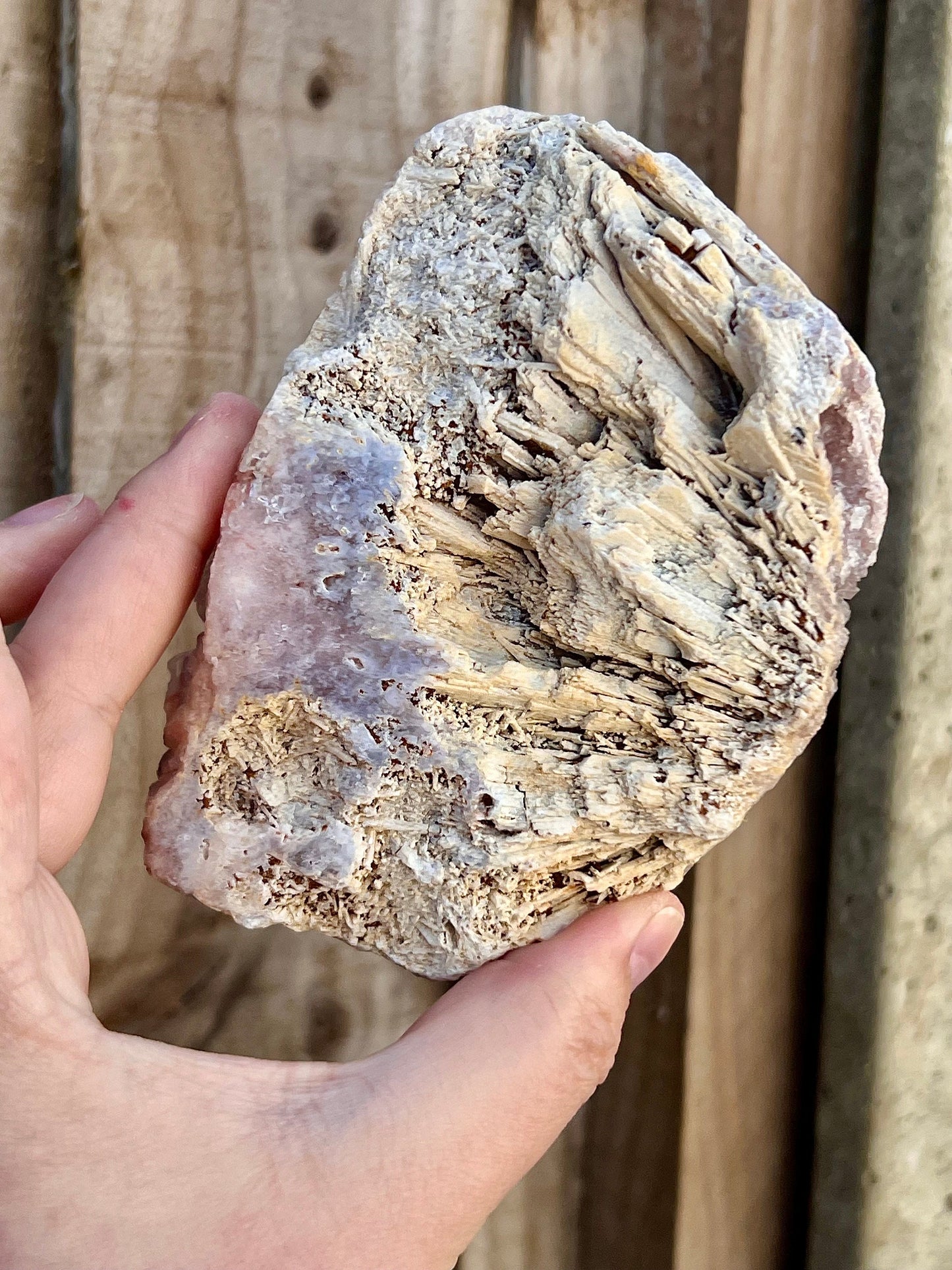 pink amethyst slab with purple quartz