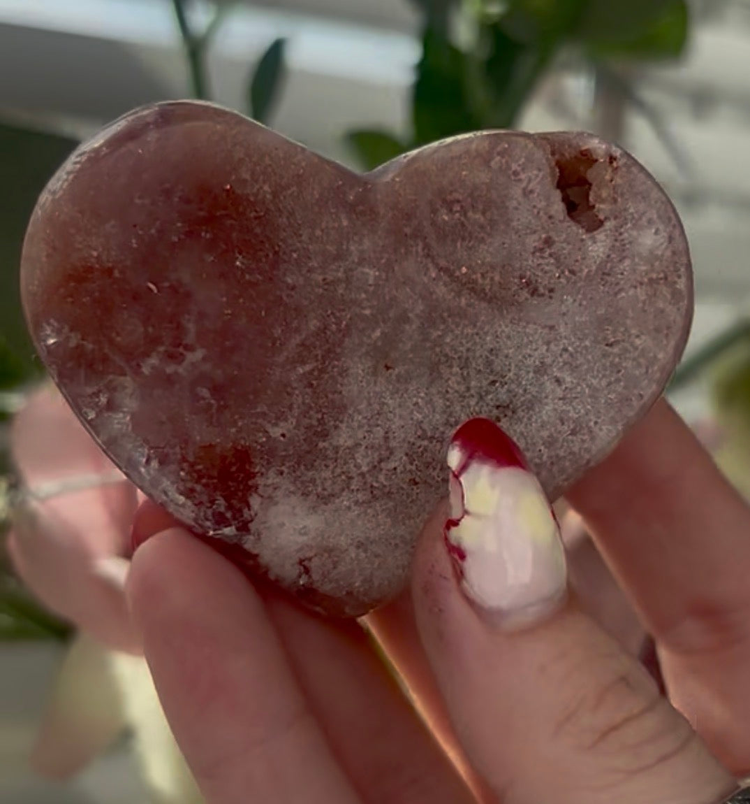 Mini pink amethyst heart - comes with stand