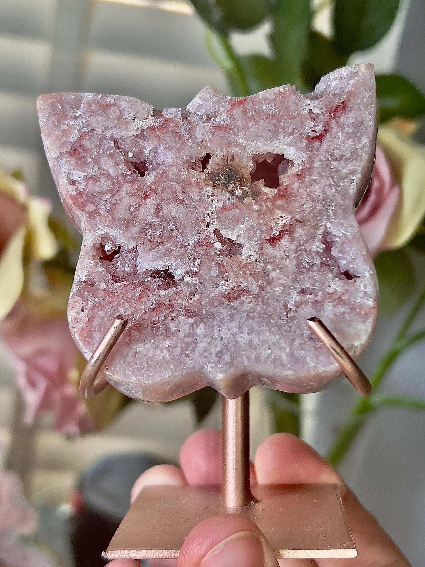 Pink amethyst butterfly on stand