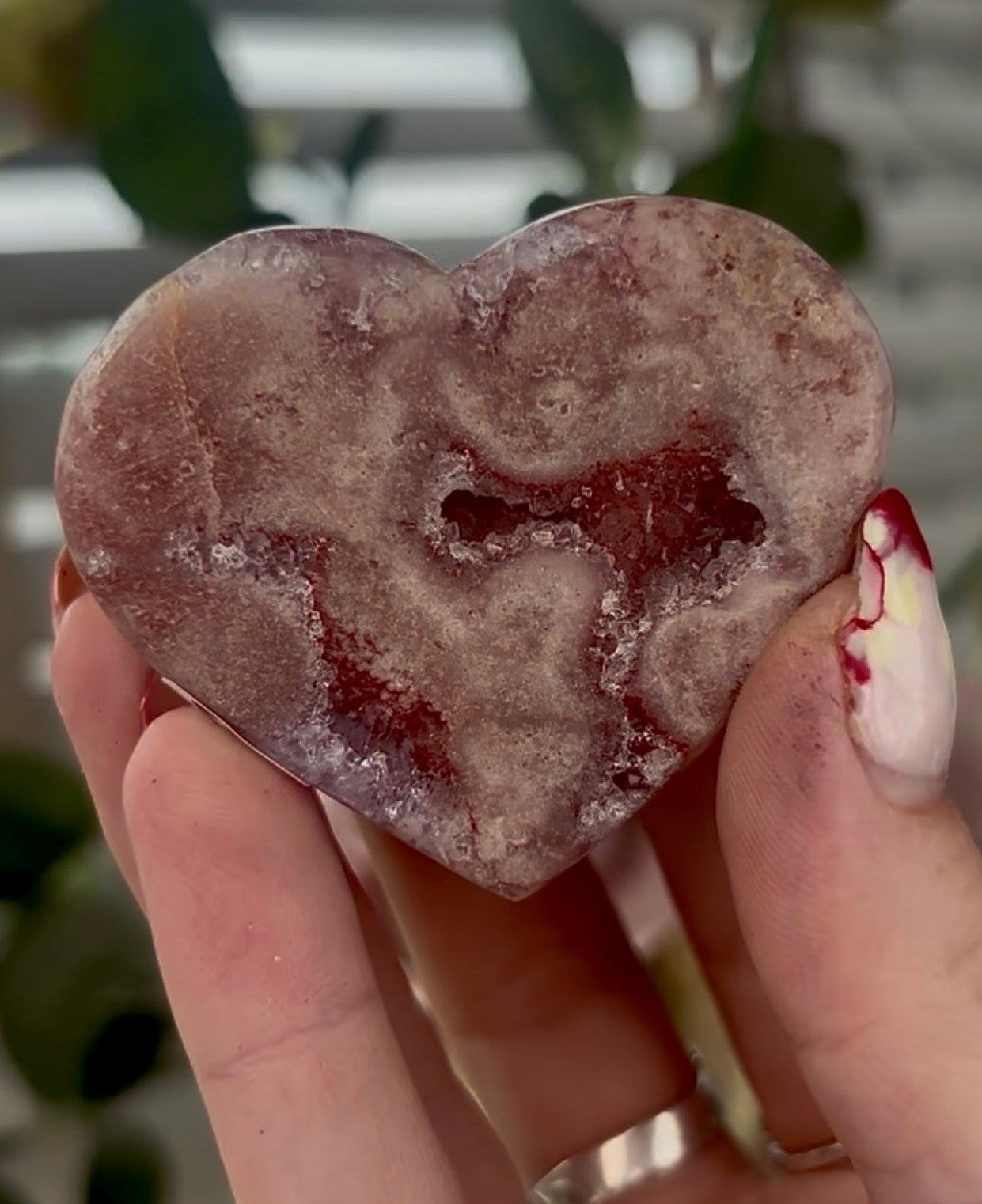 Mini pink amethyst heart - comes with stand