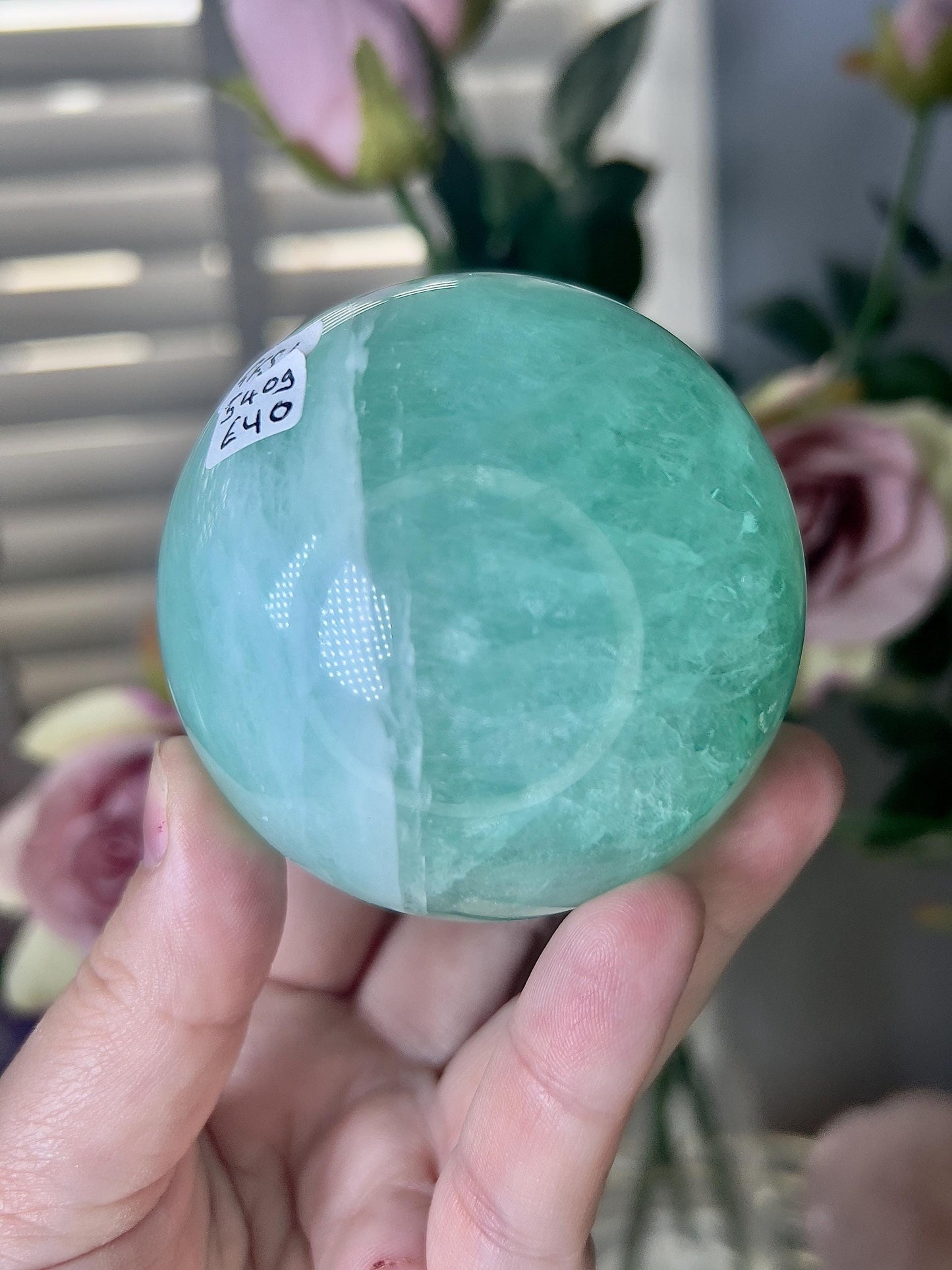 High grade, green fluorite sphere 540g