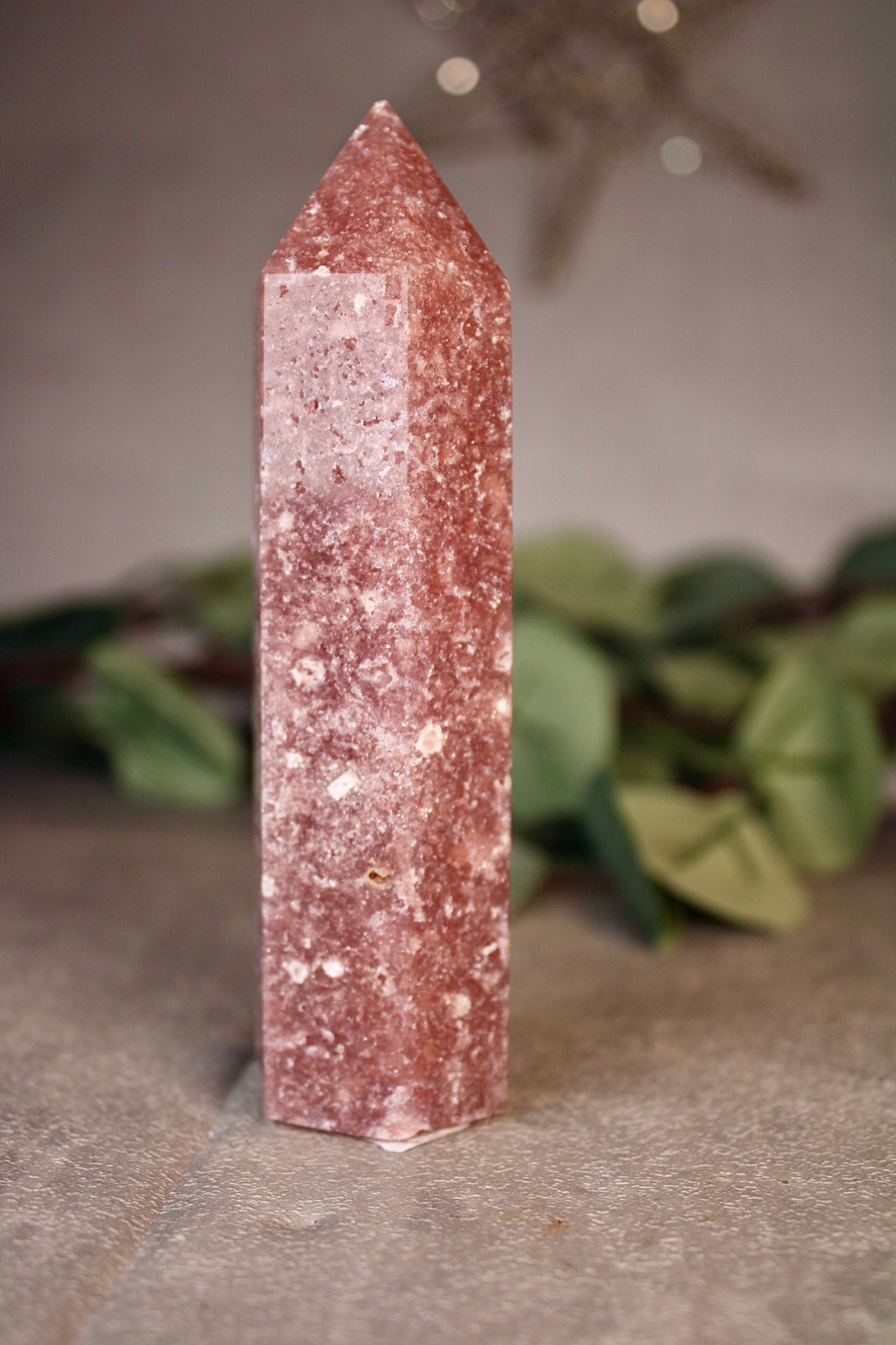 Berry red, skinny, pink amethyst tower 240g 12cm high