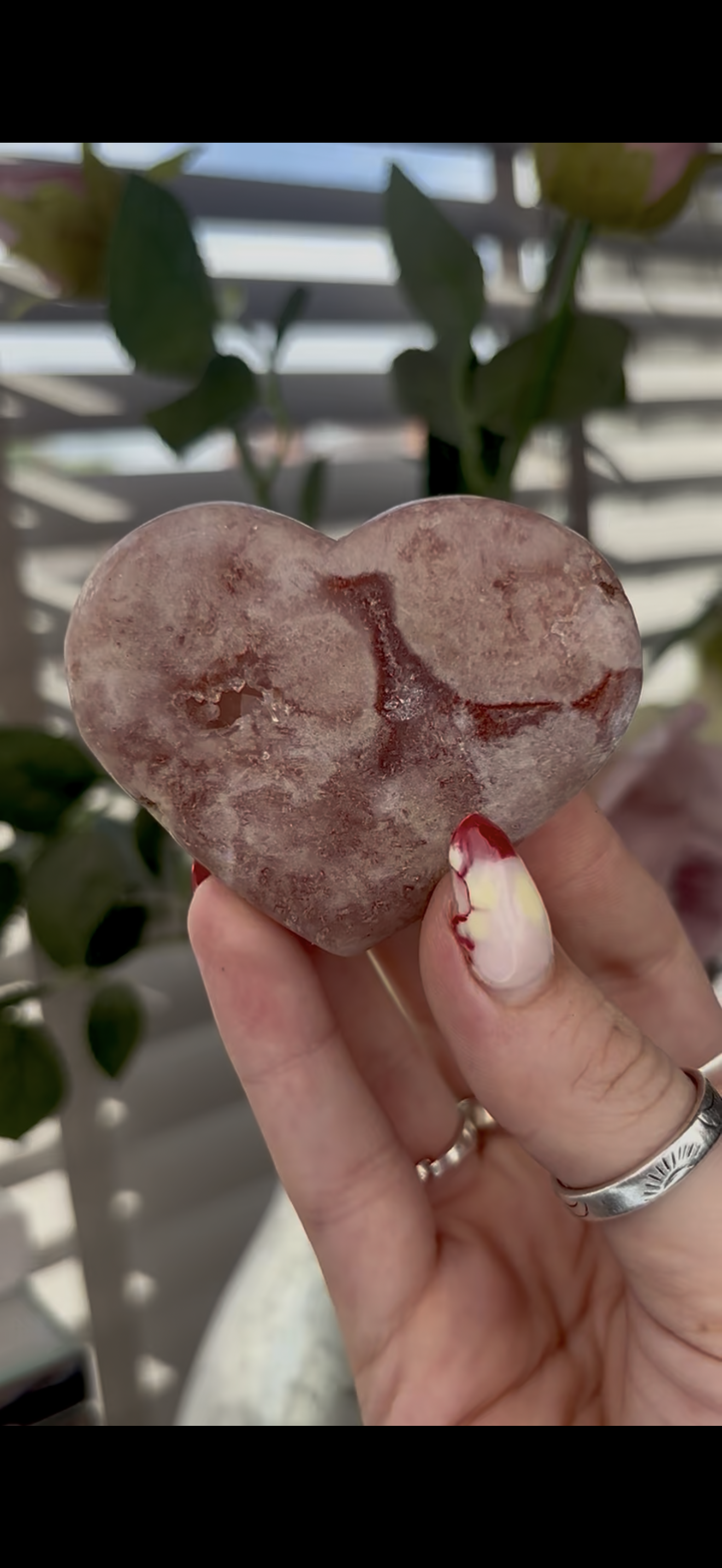 pink amethyst heart - comes with stand 6.5cm