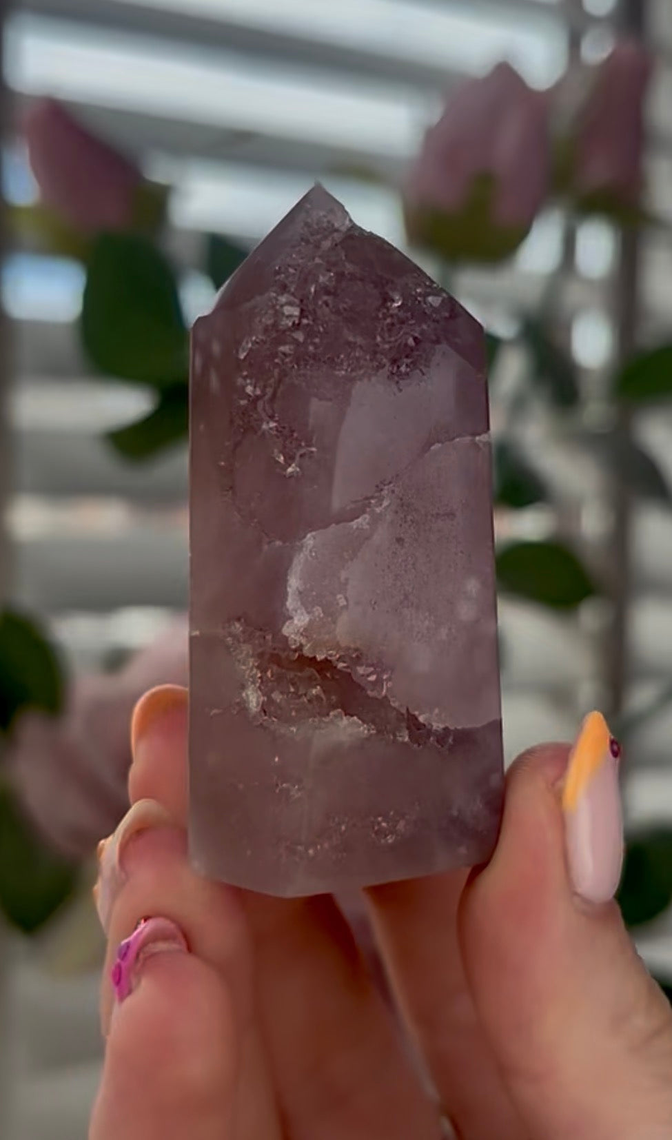 Beautiful, high quality, Pink amethyst tower in lilac tone
