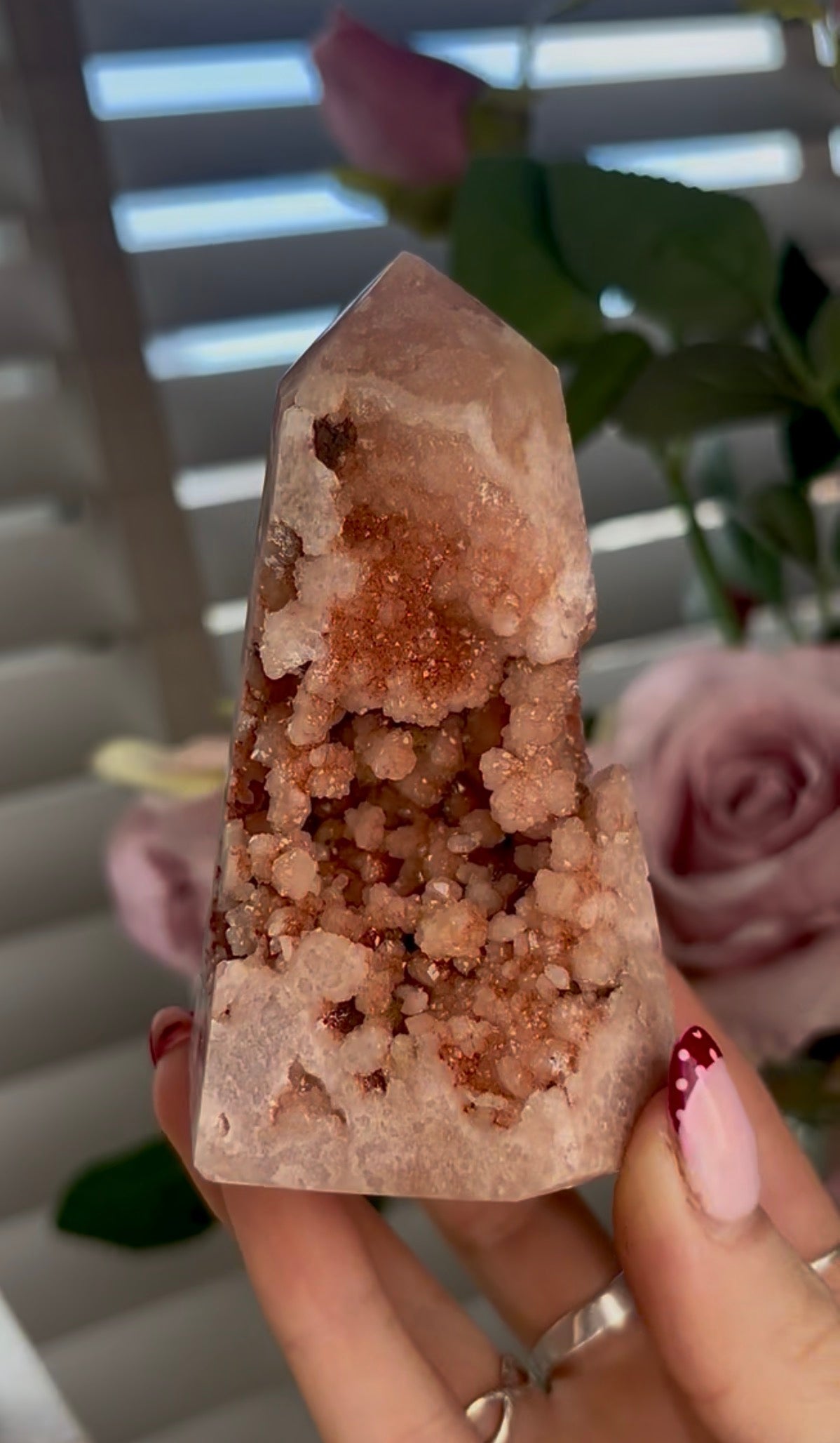druzy Pink amethyst tower