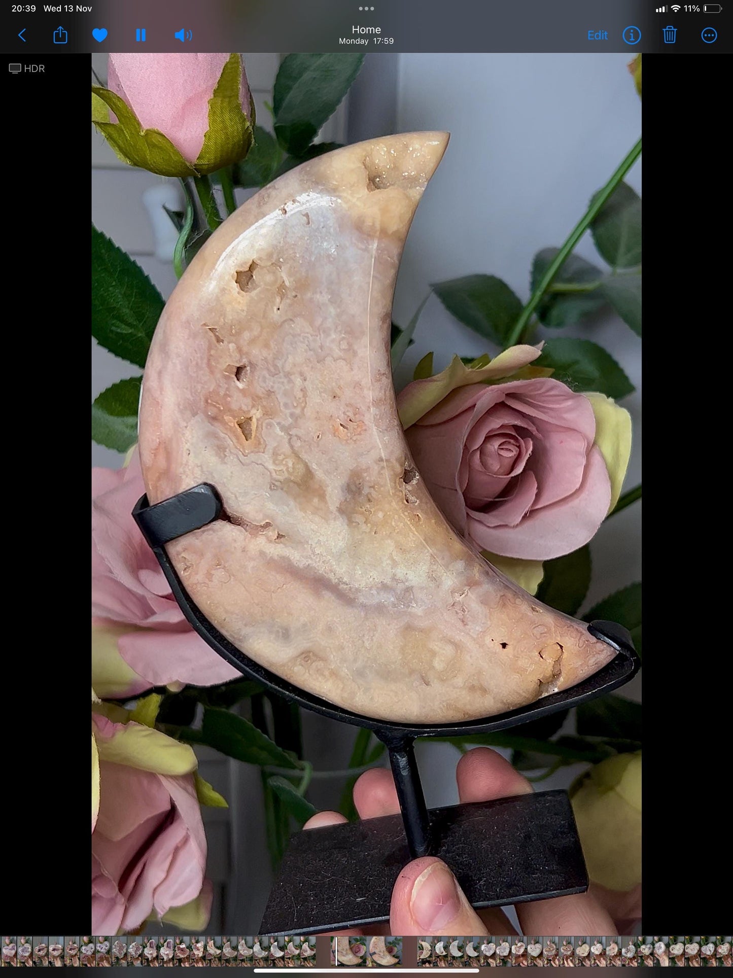 High grade, pink amethyst moon in beautiful pastel tones