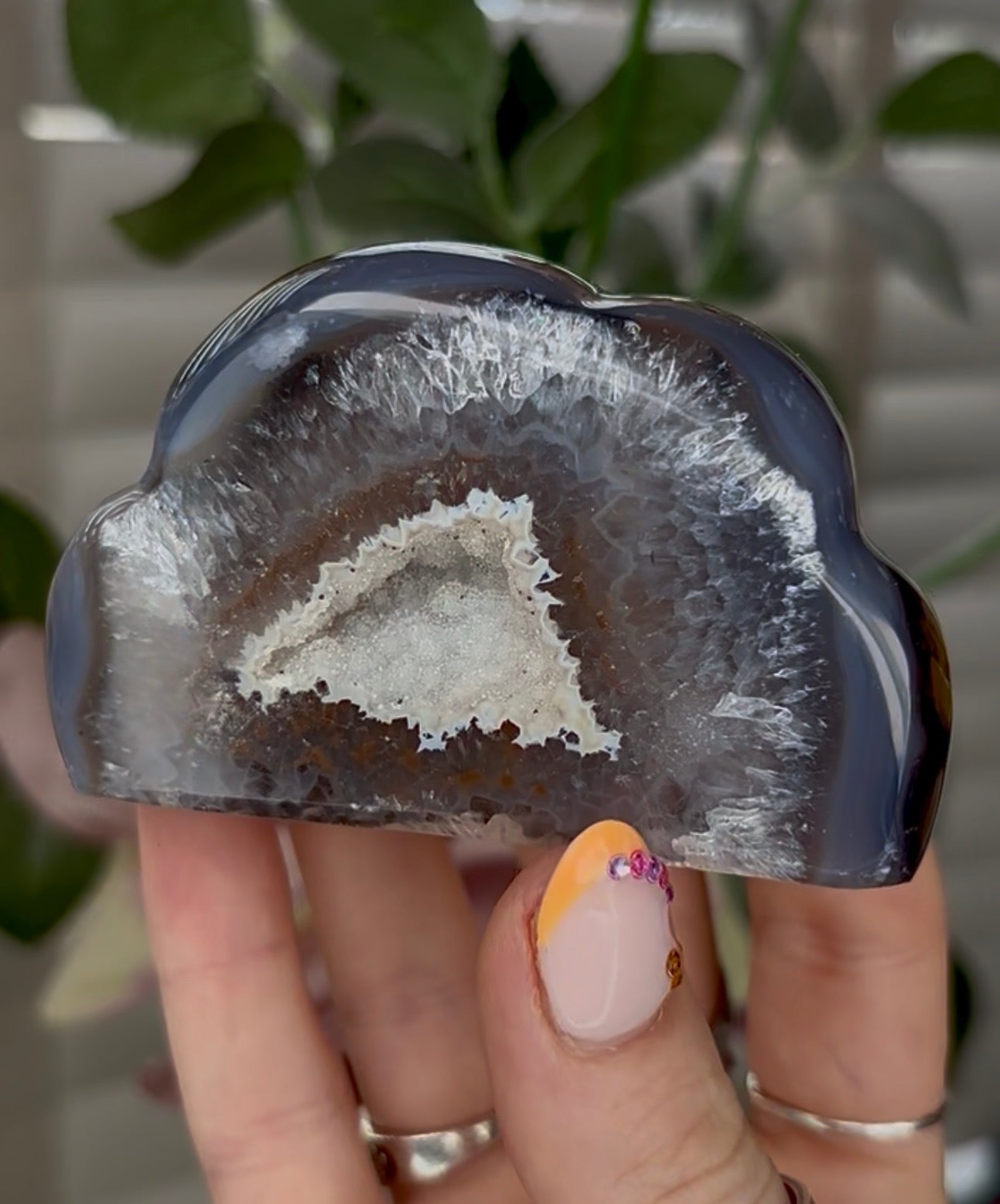 Beautiful, high grade, agate cloud with druzy