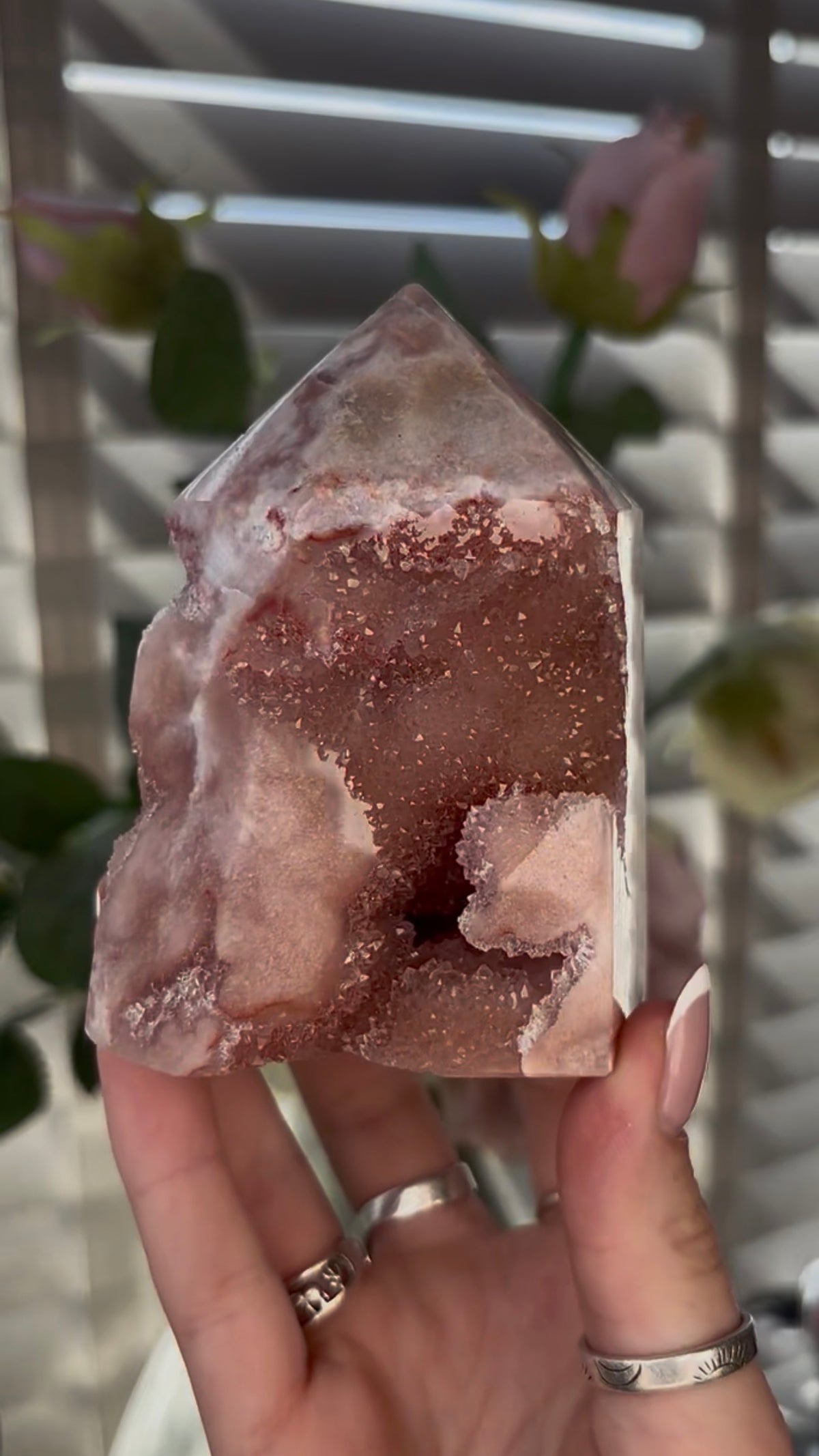 Beautiful, chunky Pink amethyst tower 9.5cm(h) by 8cm(w)