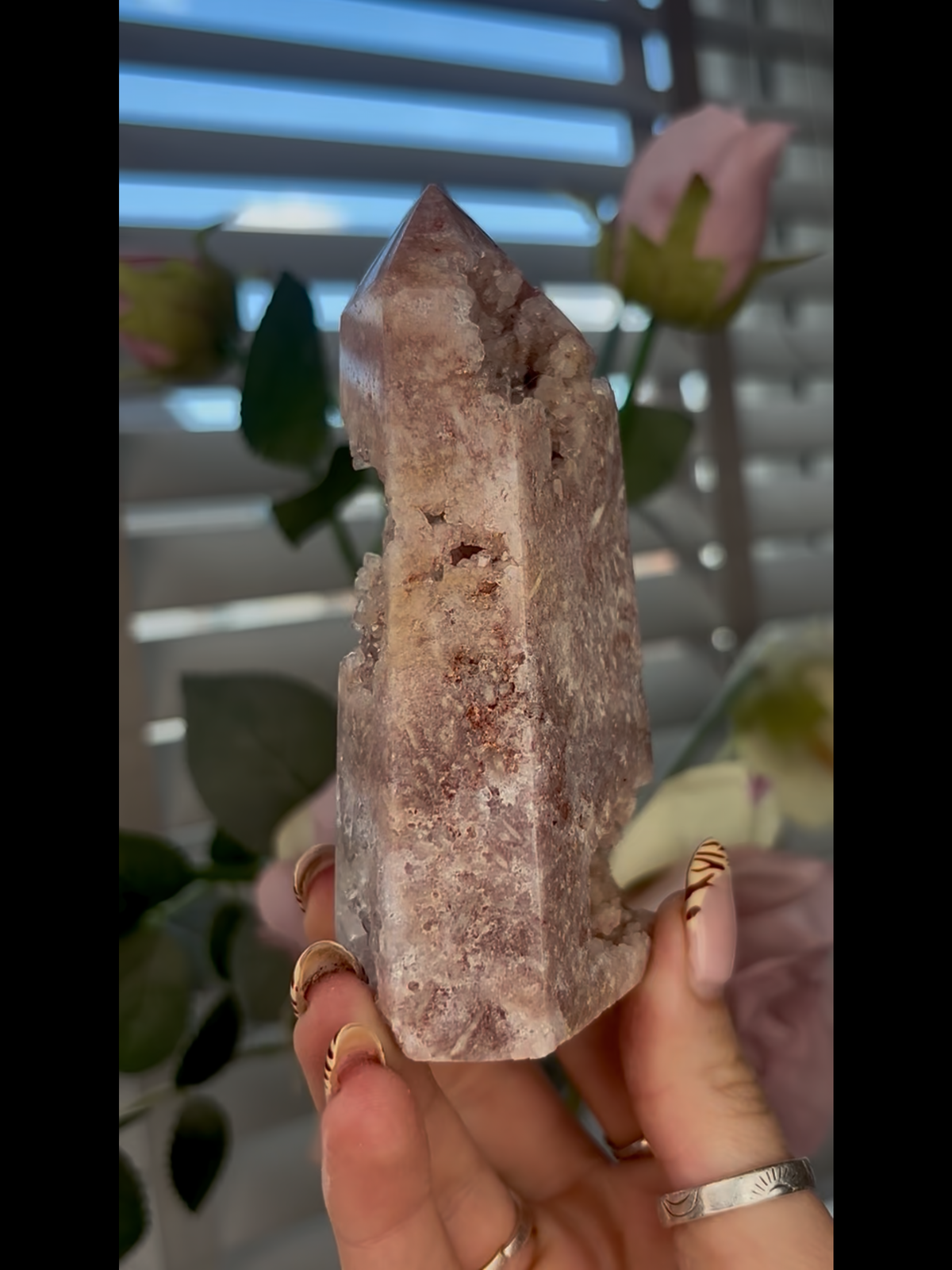 Beautiful, Pink amethyst tower 11.3cm 5.5cm(w) 285g