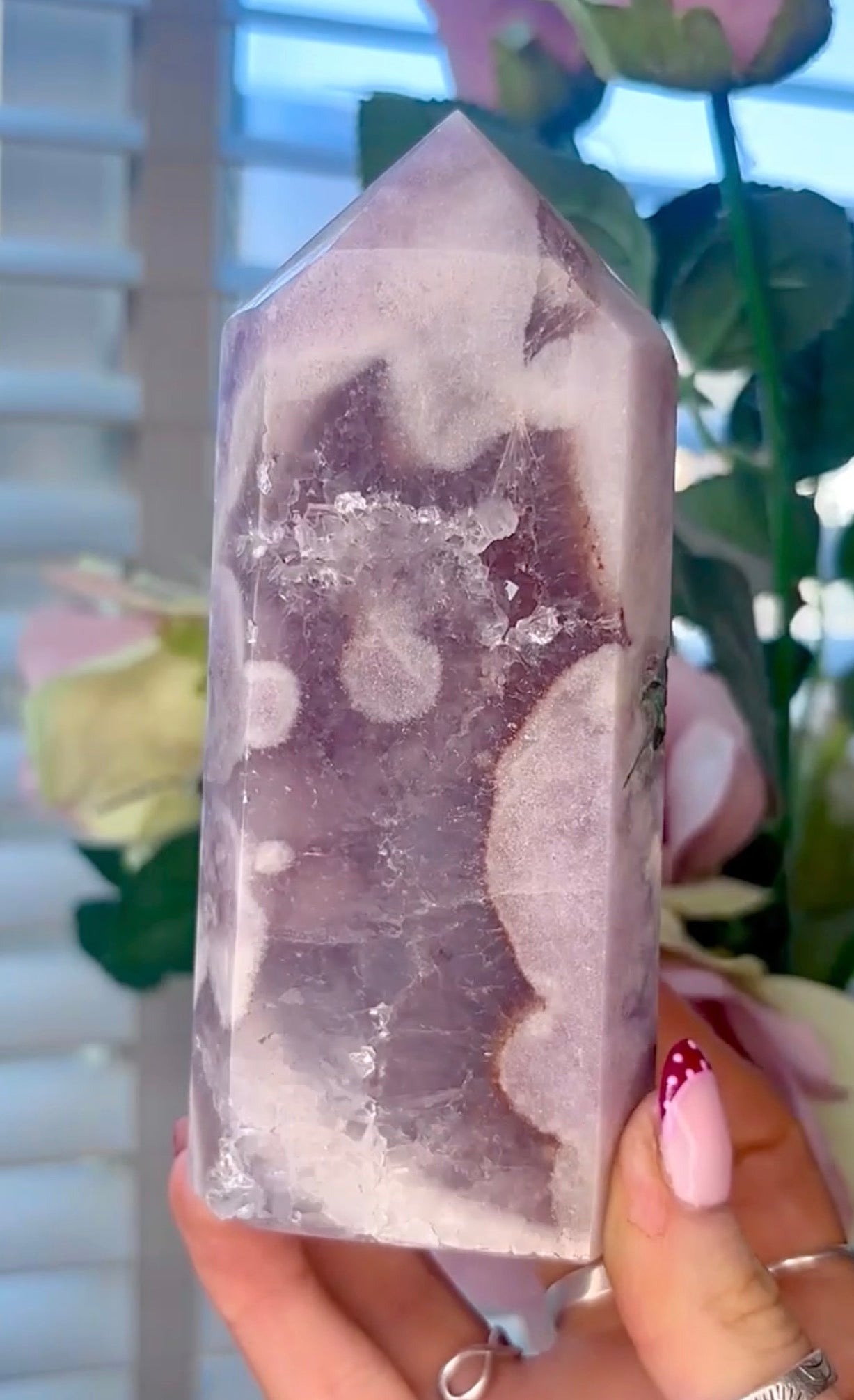 High quality Pink amethyst tower