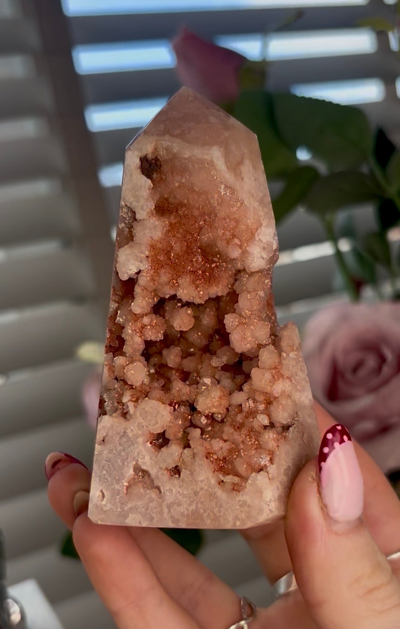 druzy Pink amethyst tower