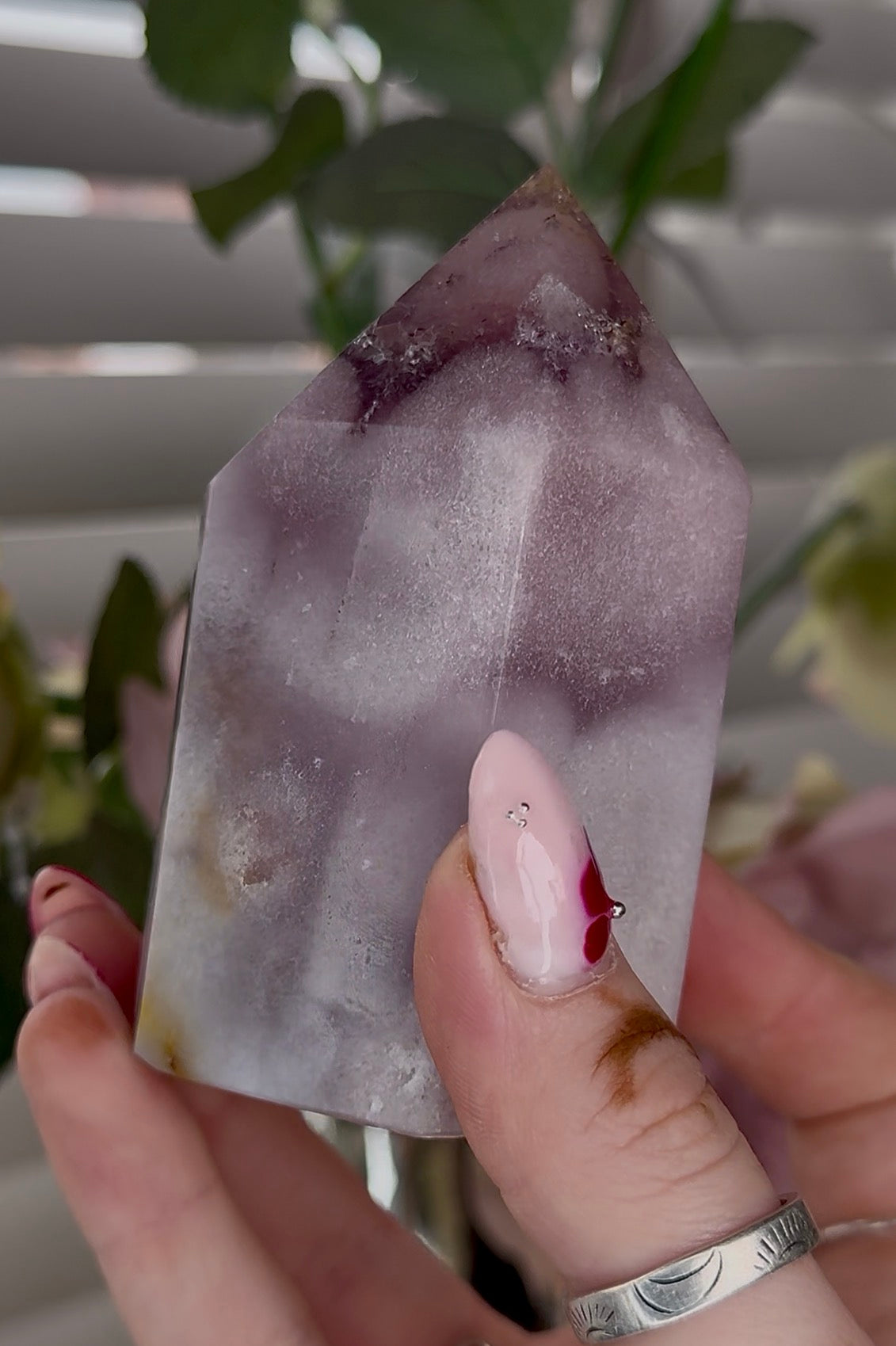 High quality Pink amethyst tower 9cm(h) 5cm(w)
