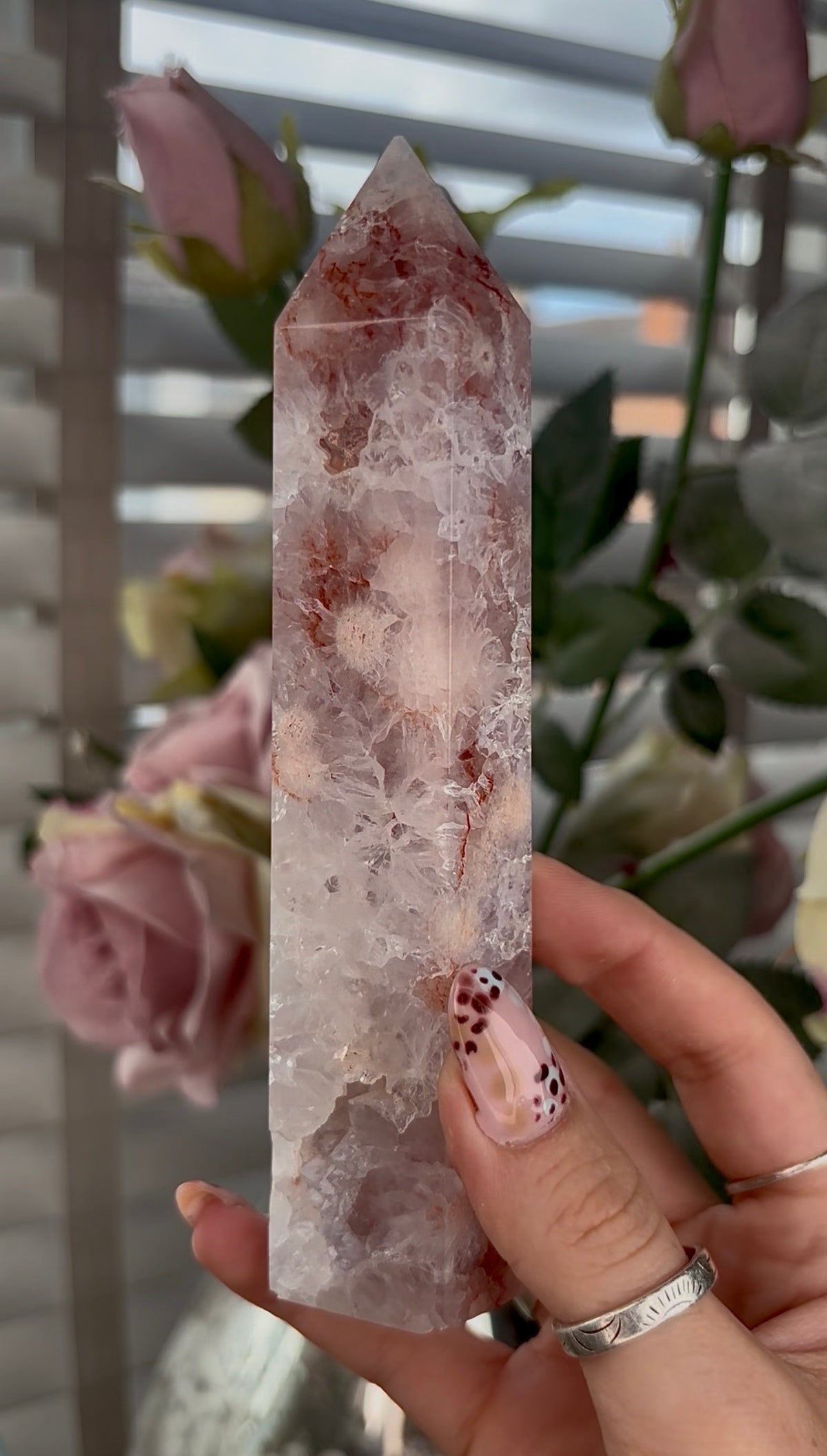 High grade, Amethyst Flower agate tower