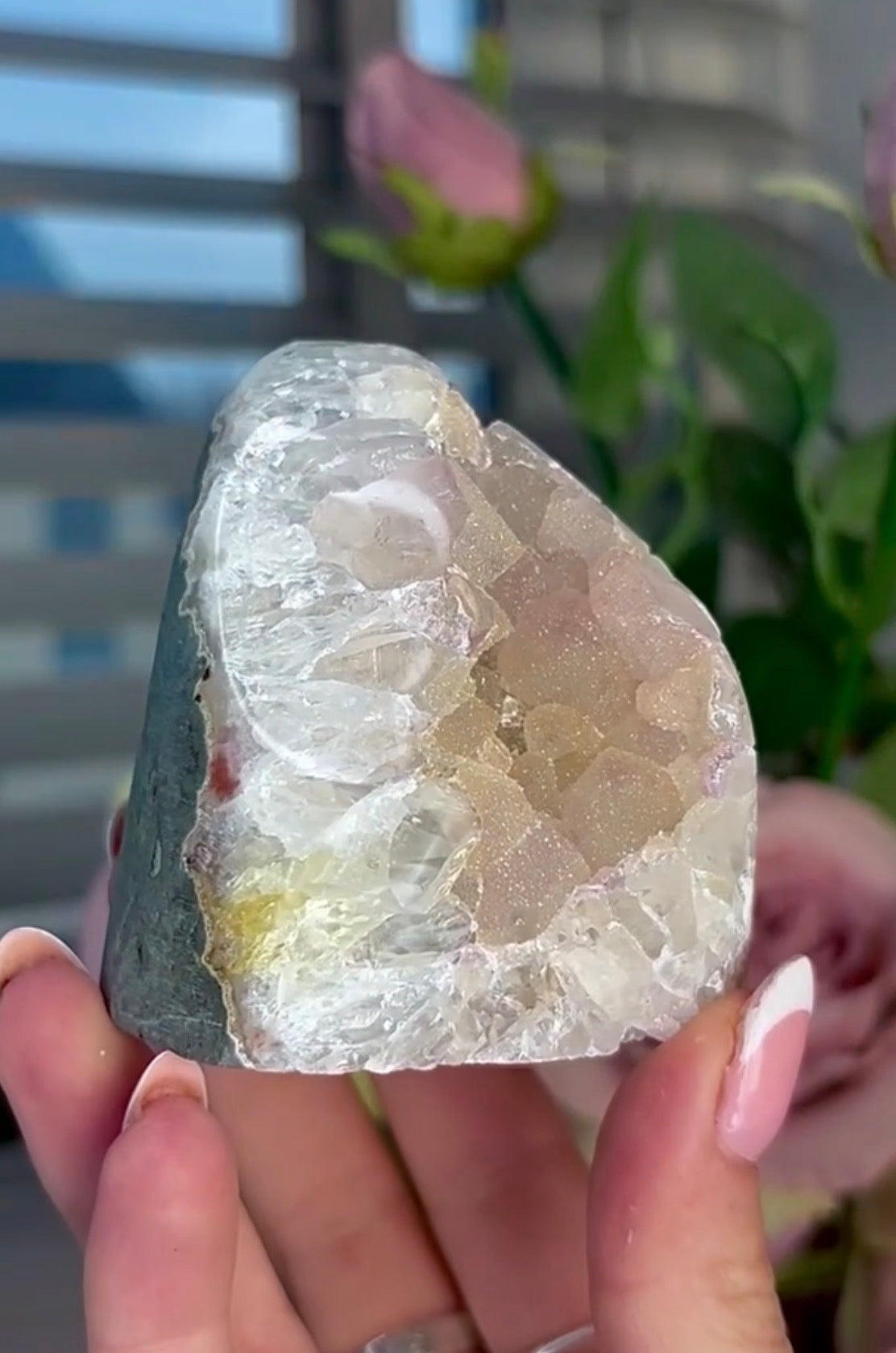 Hugh quality, light Lemon, sugar, Rainbow amethyst cutbase