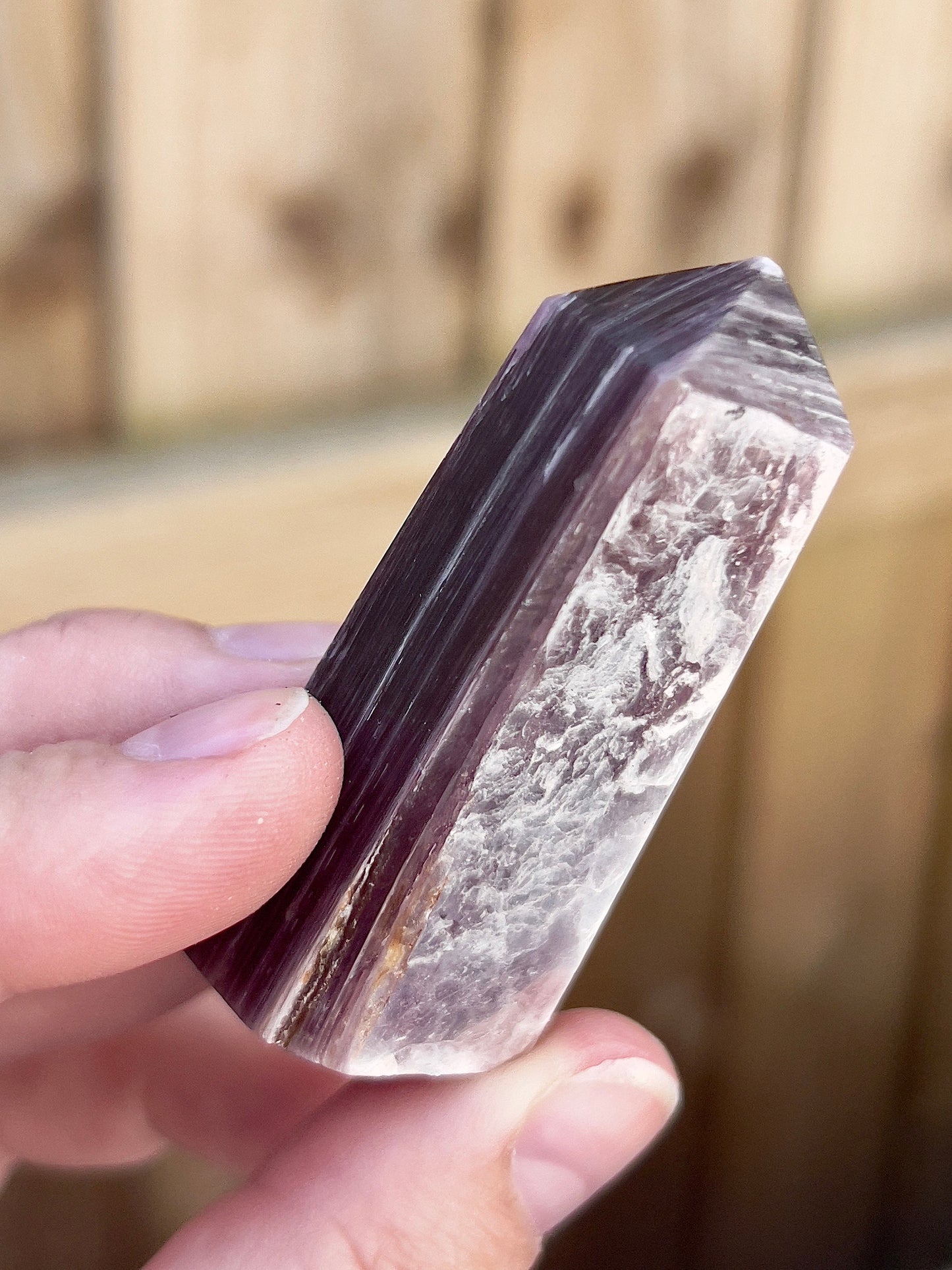 Gemmy lepidolite point