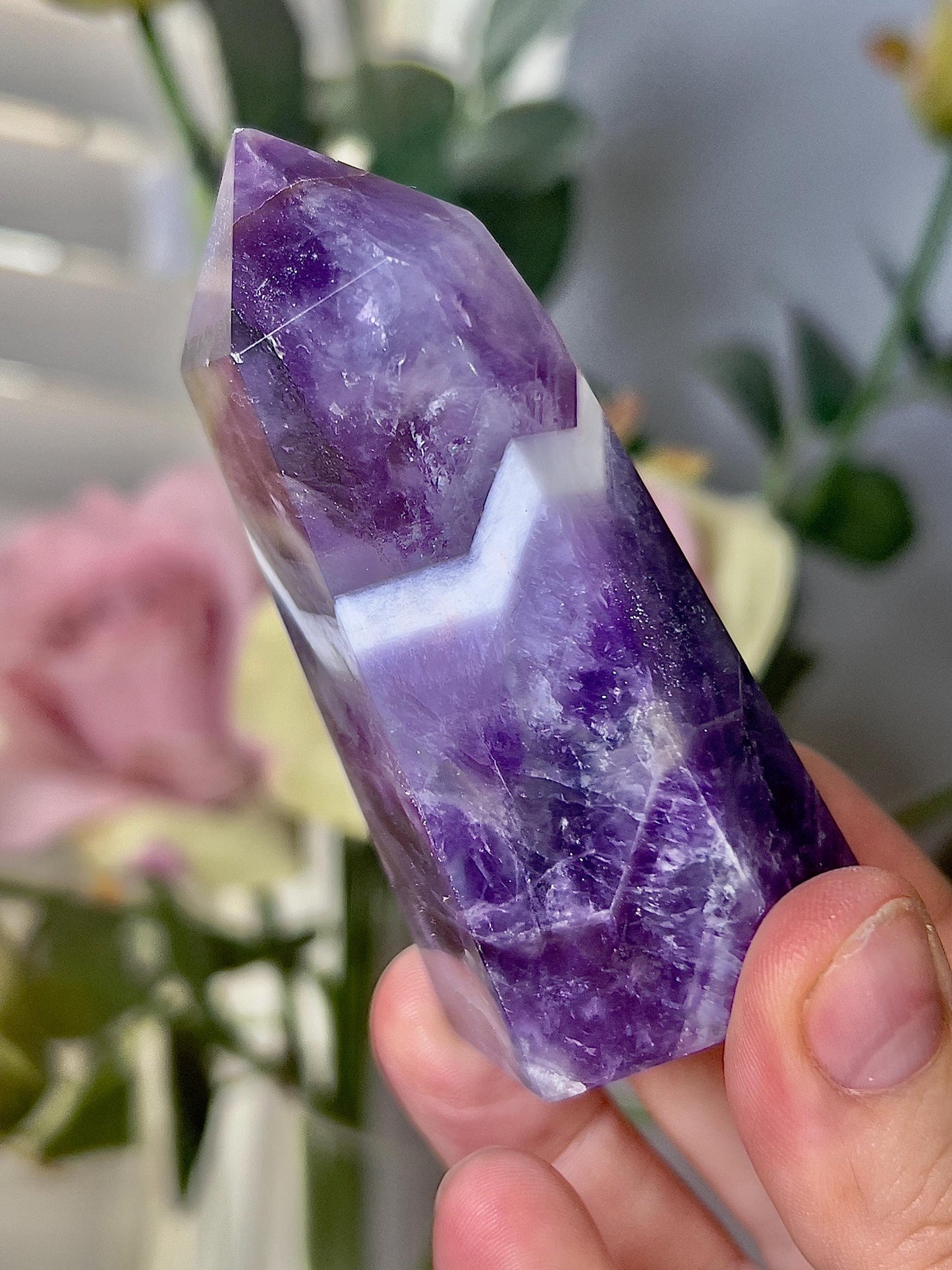 High grade, Dream amethyst tower with dentric slight damage to top (discount added)