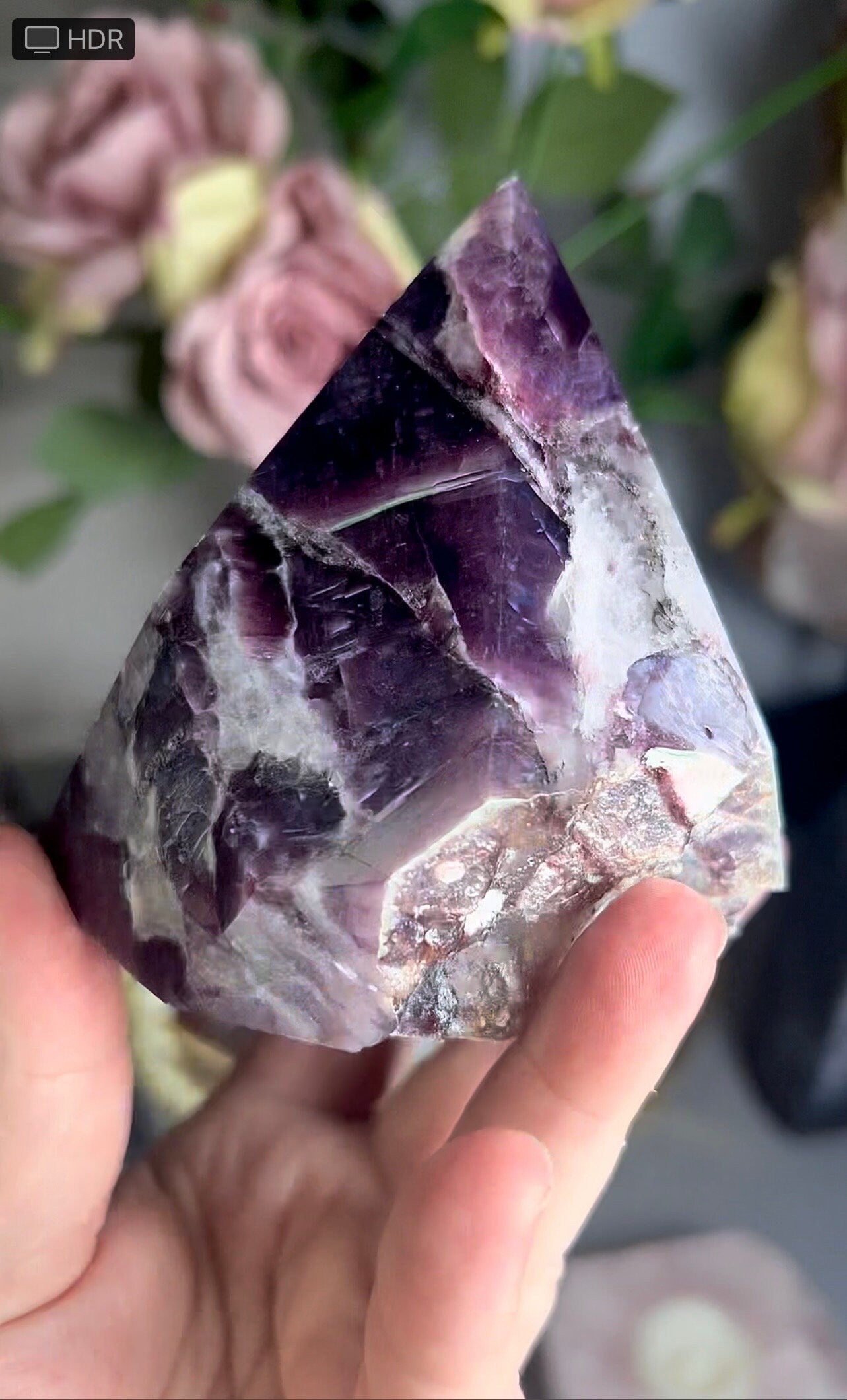 Gemmy lepidolite point