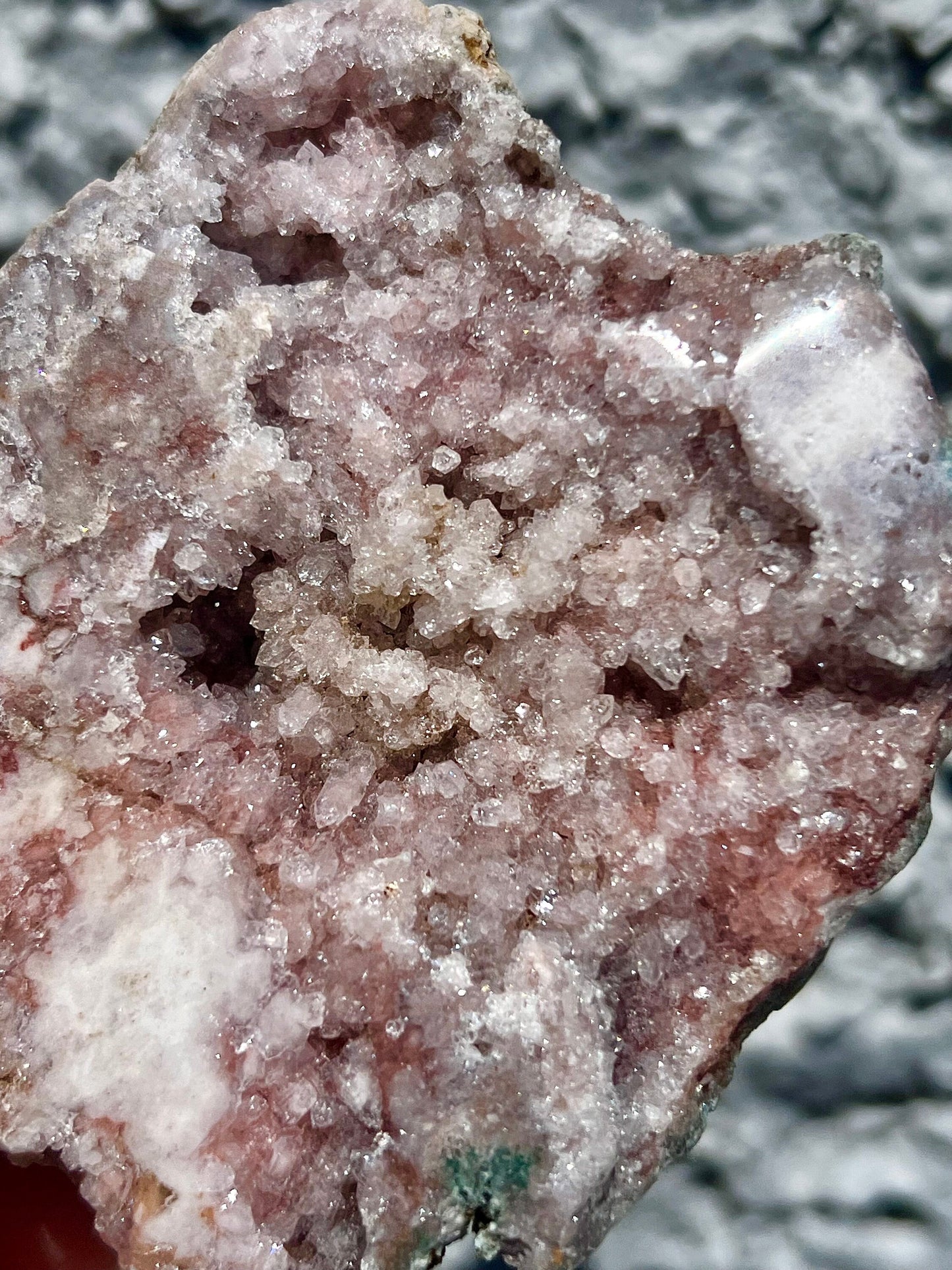 high quality, super druzy, pink amethyst geode, slab