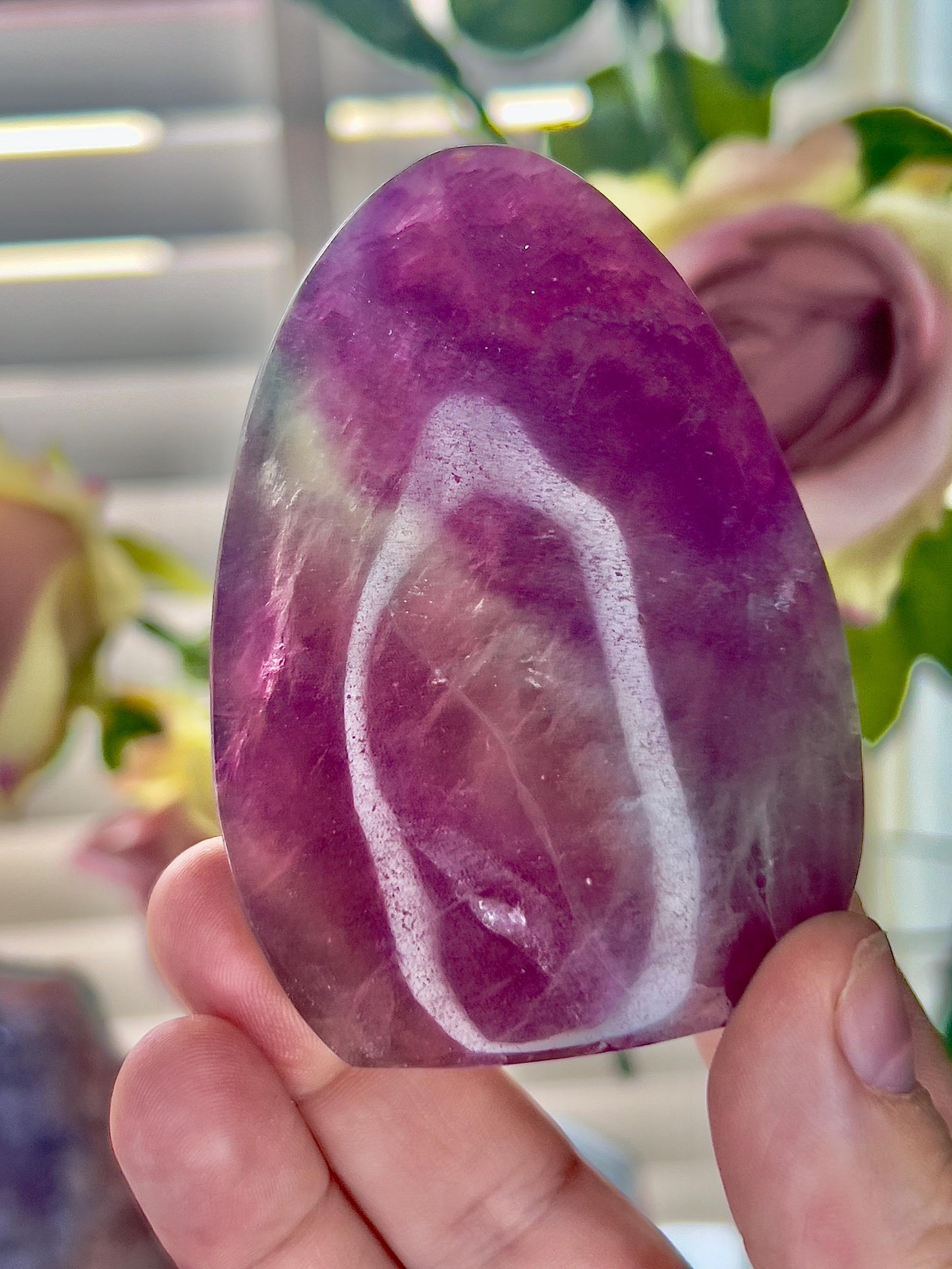 Purple & green watermelon fluorite Freeform 205g