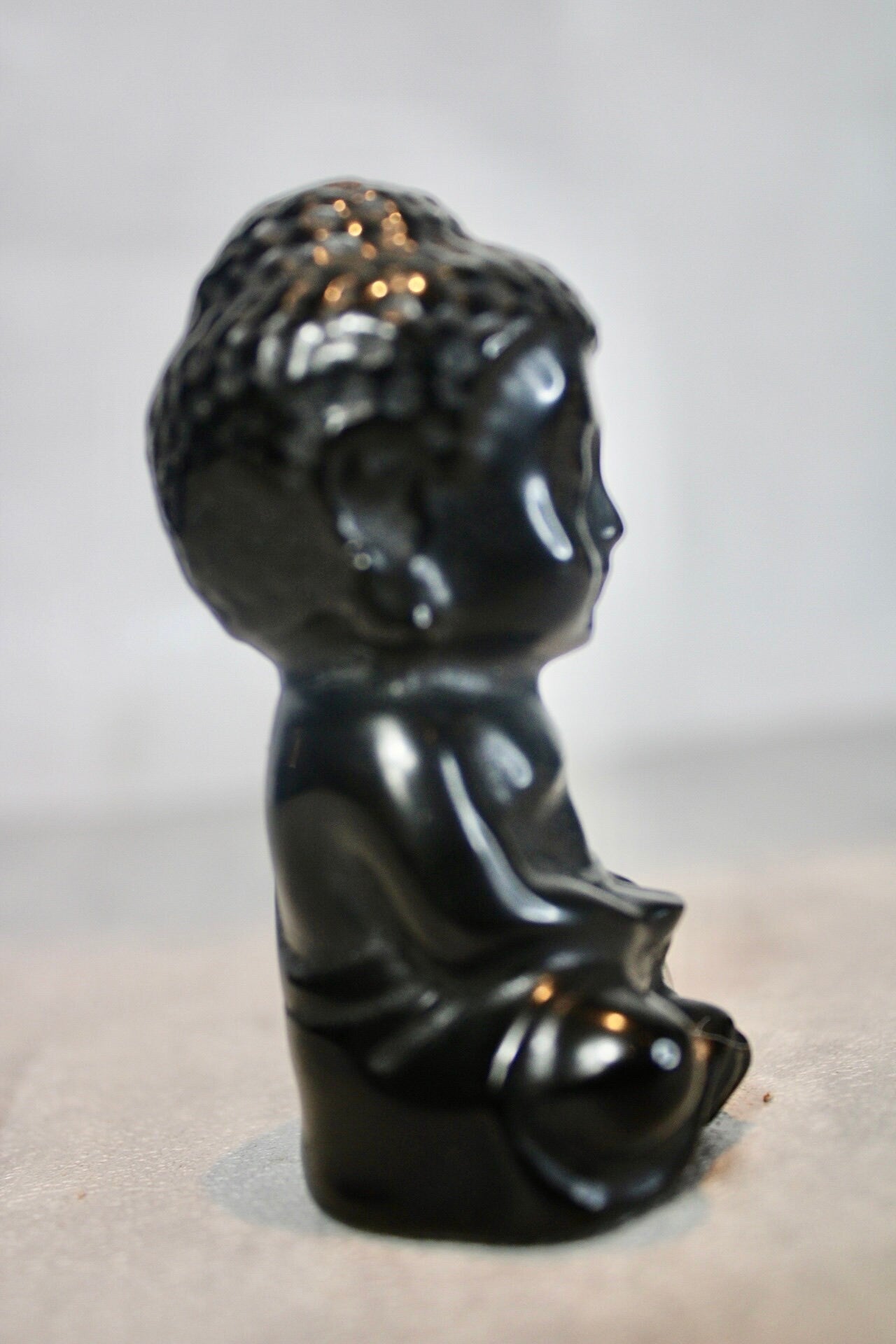 Black obsidian, Buddha carving 8cm(H)