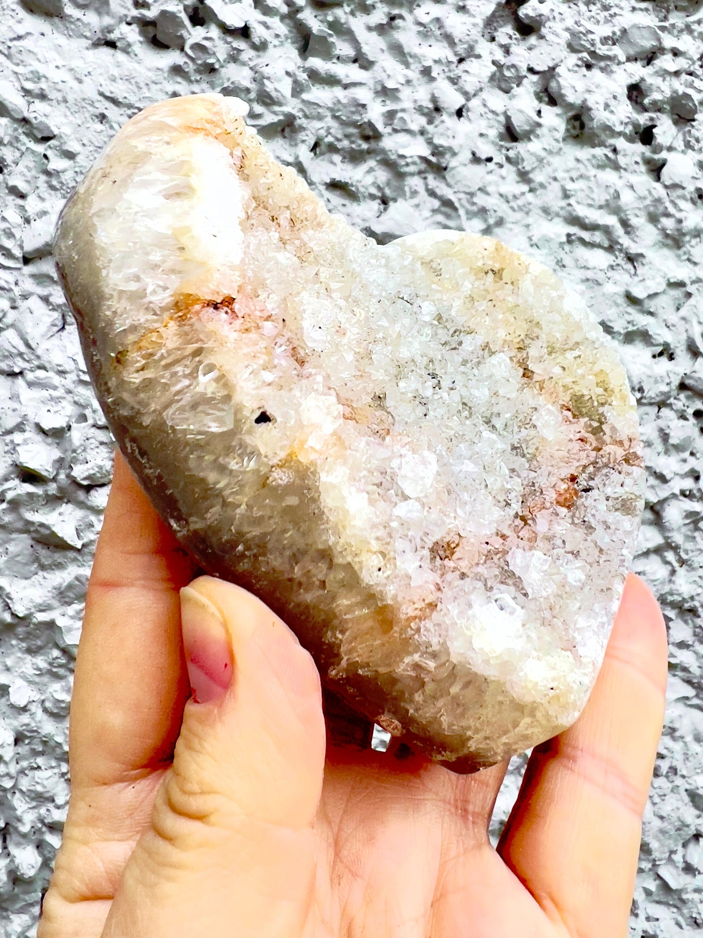 Light Green, rainbow amethsyt, agate, Sugar druzy, heart with stand