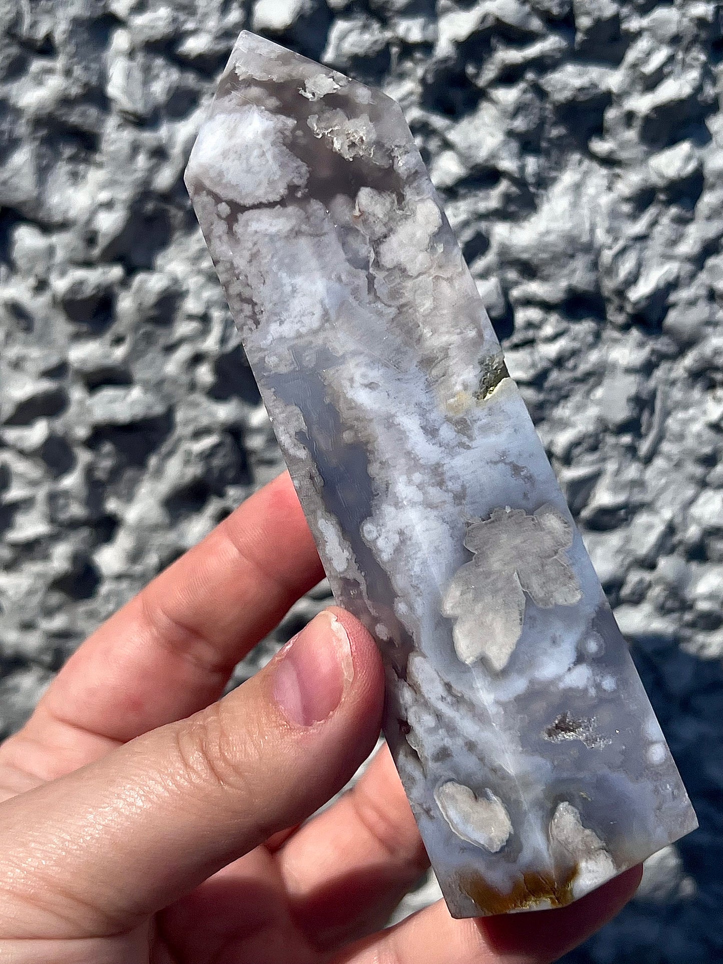 baby blue flower agate tower