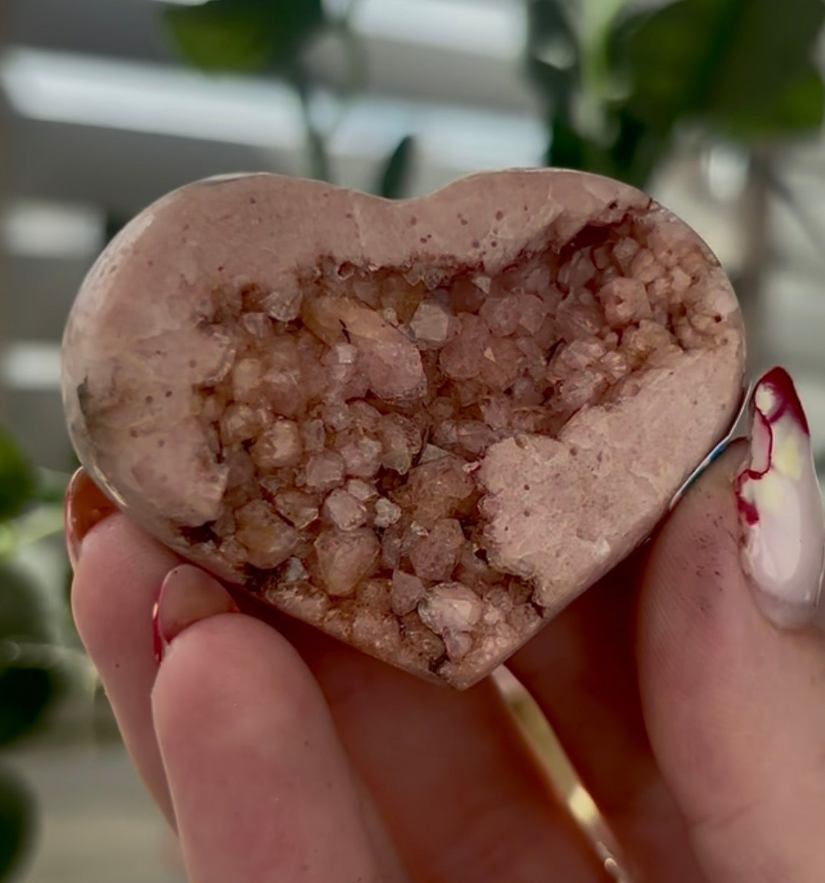 Mini pink amethyst heart - comes with stand