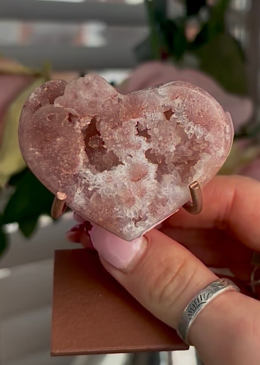 Mini pink amethyst heart - comes with stand (Copy)