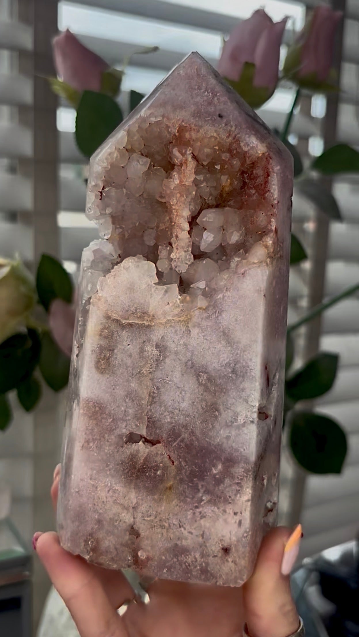 Beautiful, large, Pink amethyst tower