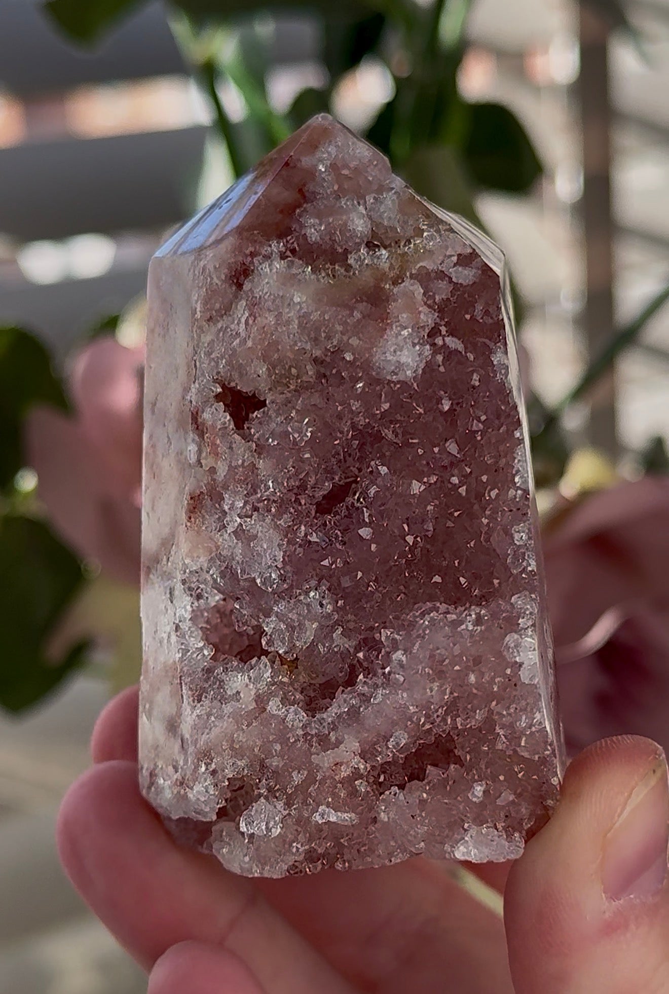 Druzy Pink amethyst tower