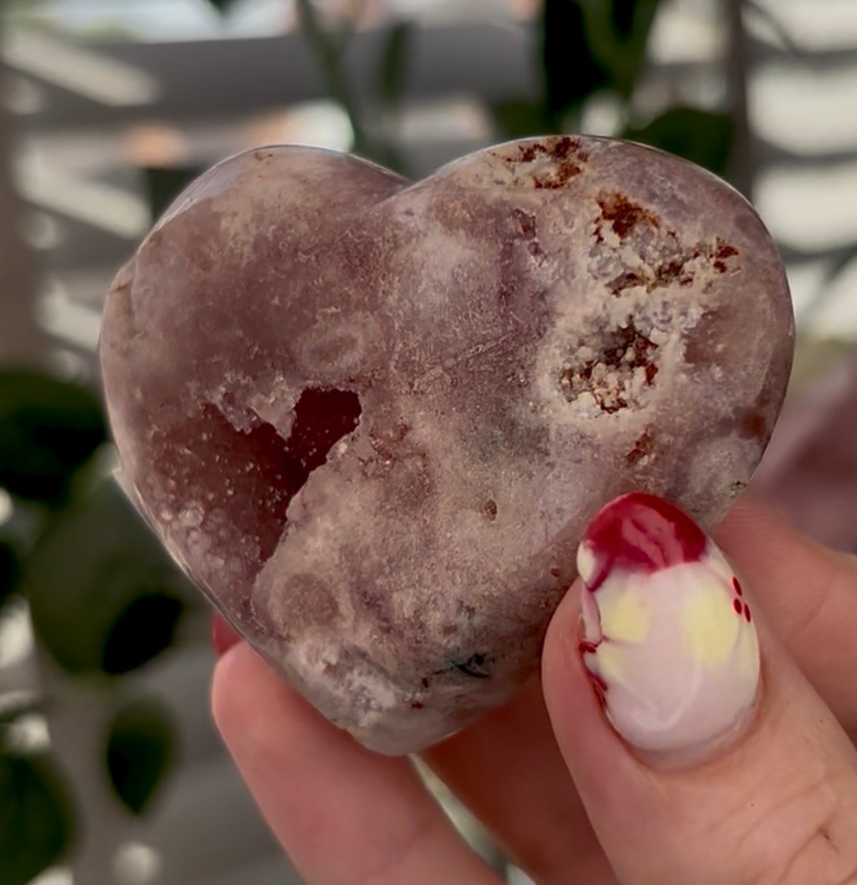 pink amethyst heart - comes with stand