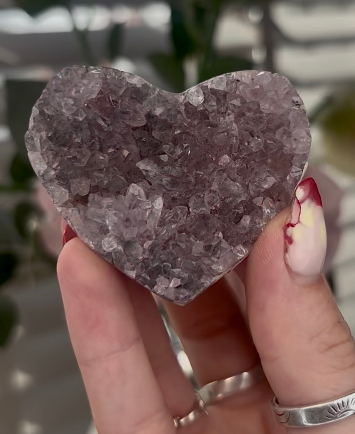 Hq, Mini pink amethyst heart - comes with stand