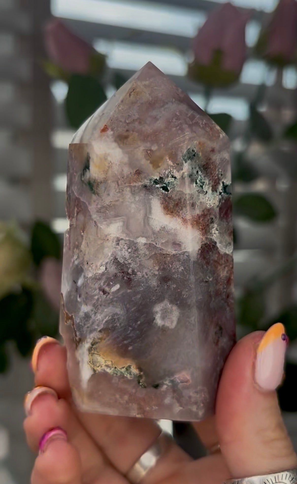Beautiful, Pink amethyst & jasper tower