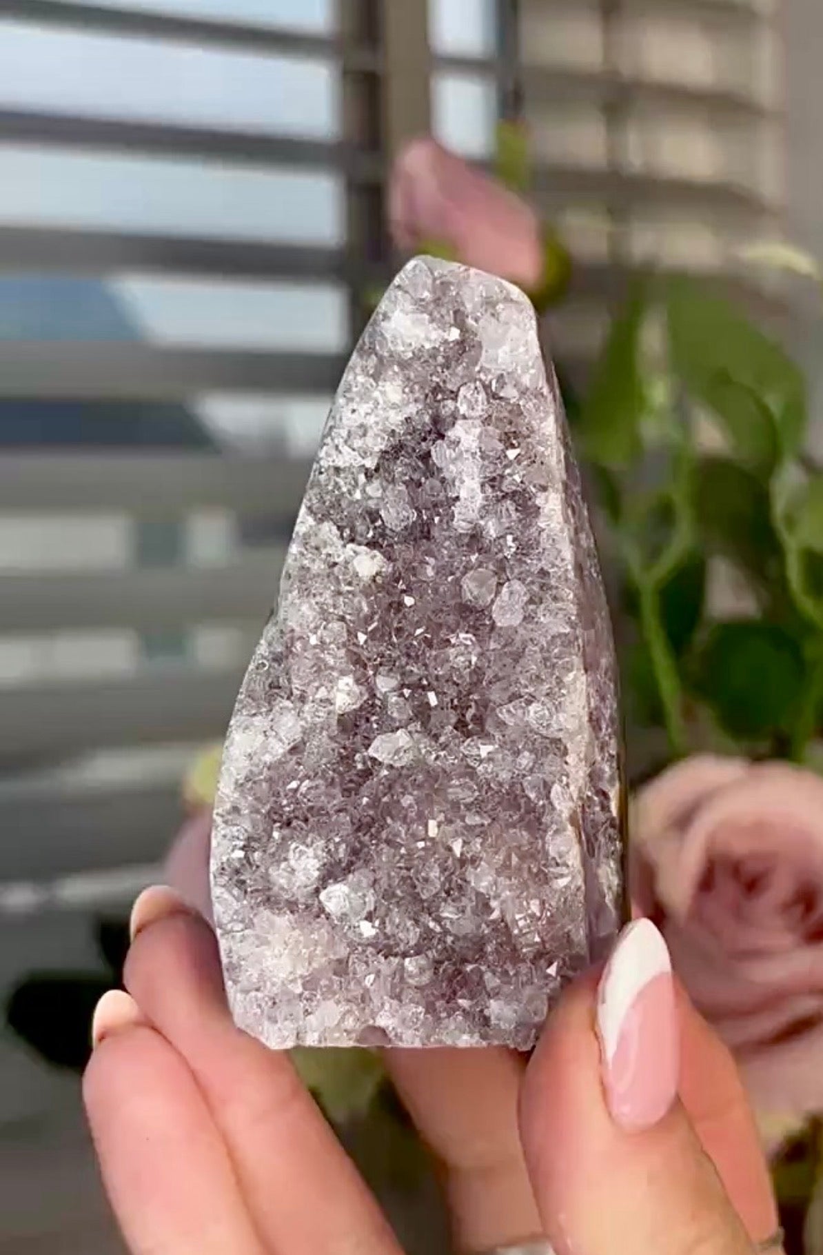 High quality, lilac rainbow amethyst agate cutbase