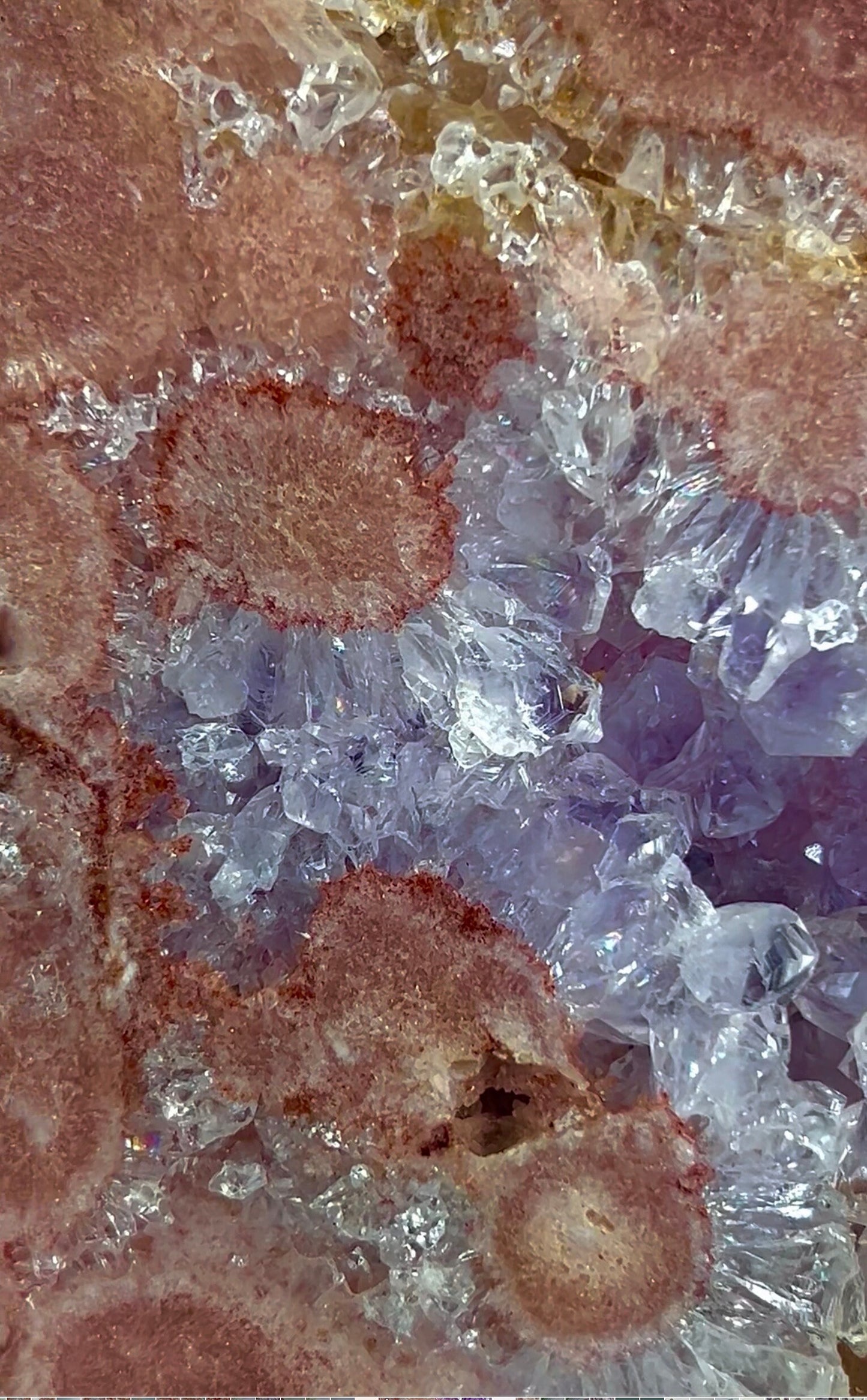 High grade, pink amethyst slab with purple quartz