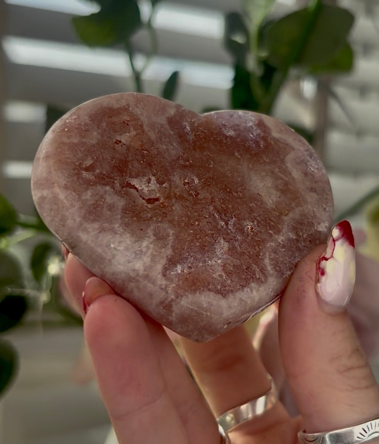 Mini pink amethyst heart - comes with stand