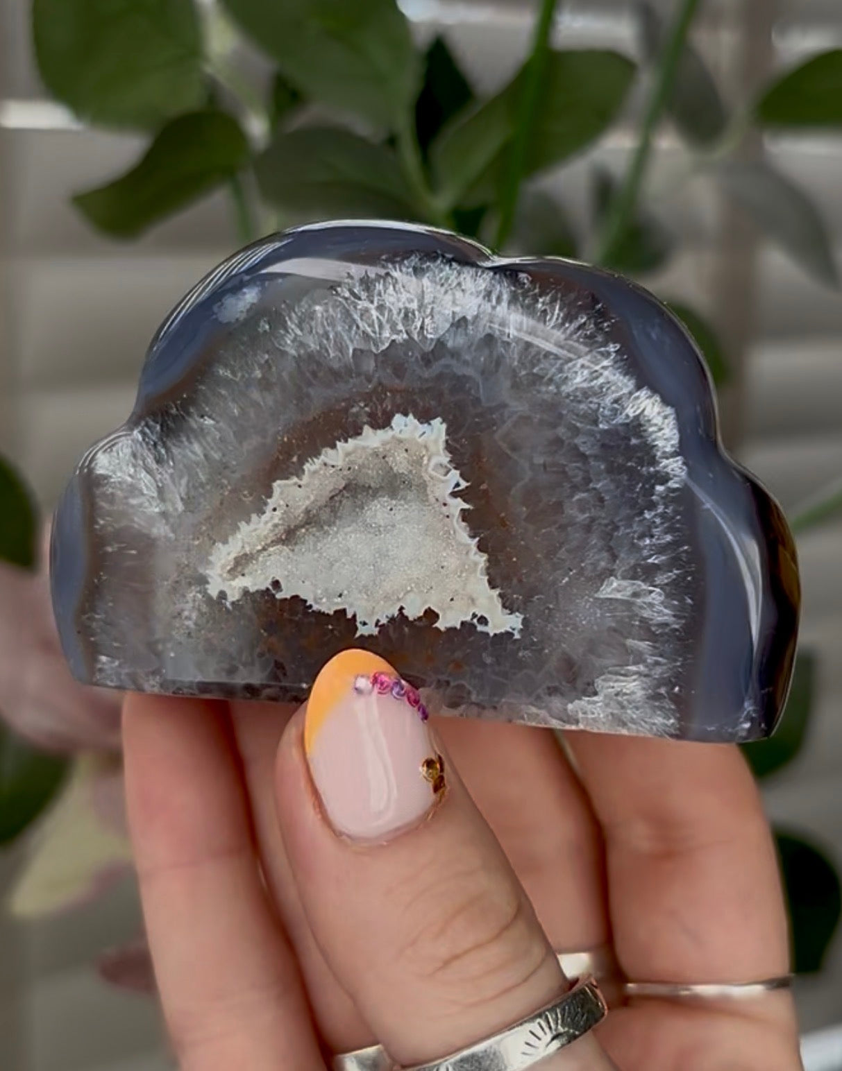 Beautiful, high grade, agate cloud with druzy